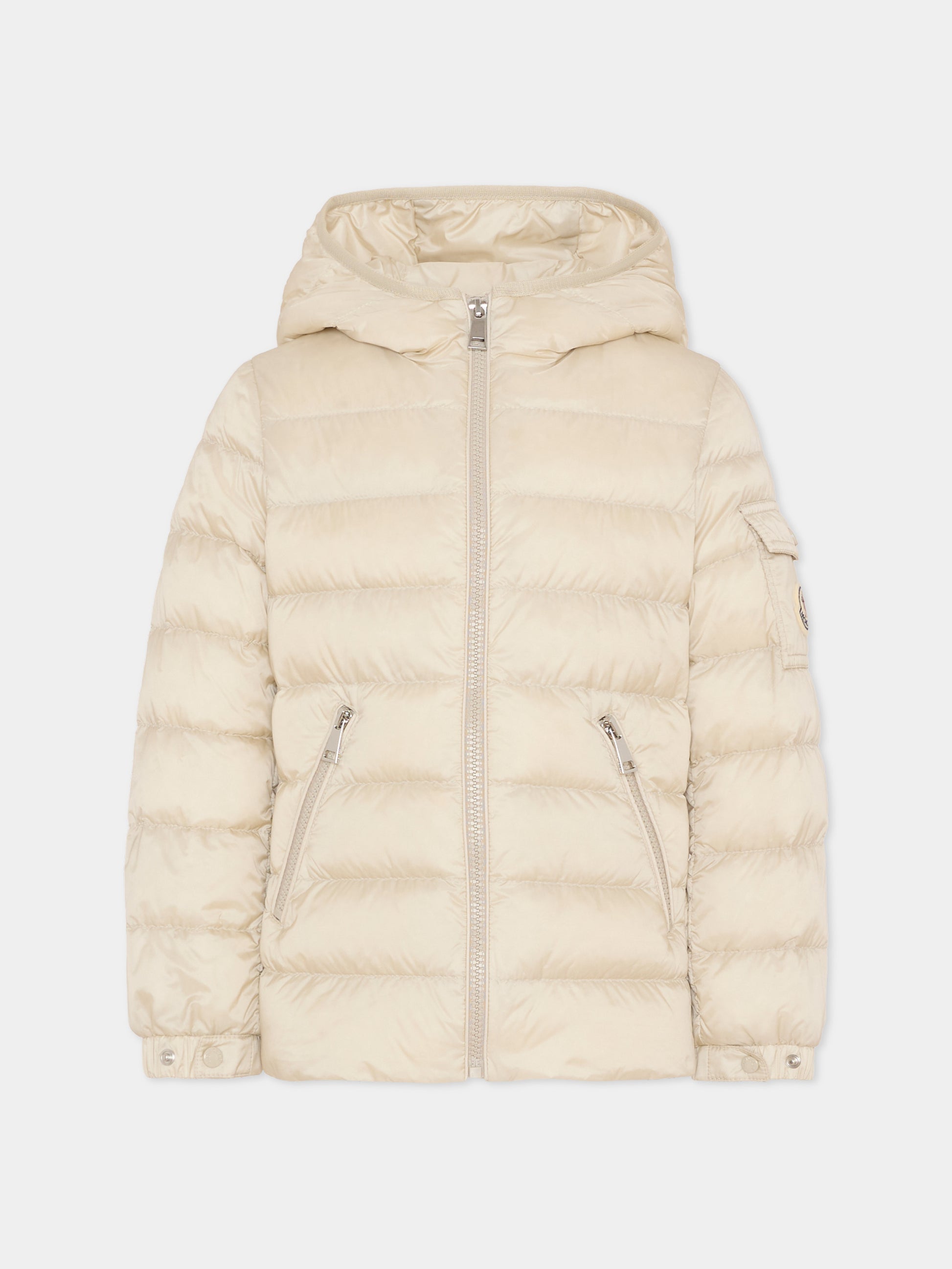 Piumino Gles avorio per bambina con logo,Moncler Kids,L1954 1A00031 597YF 20C