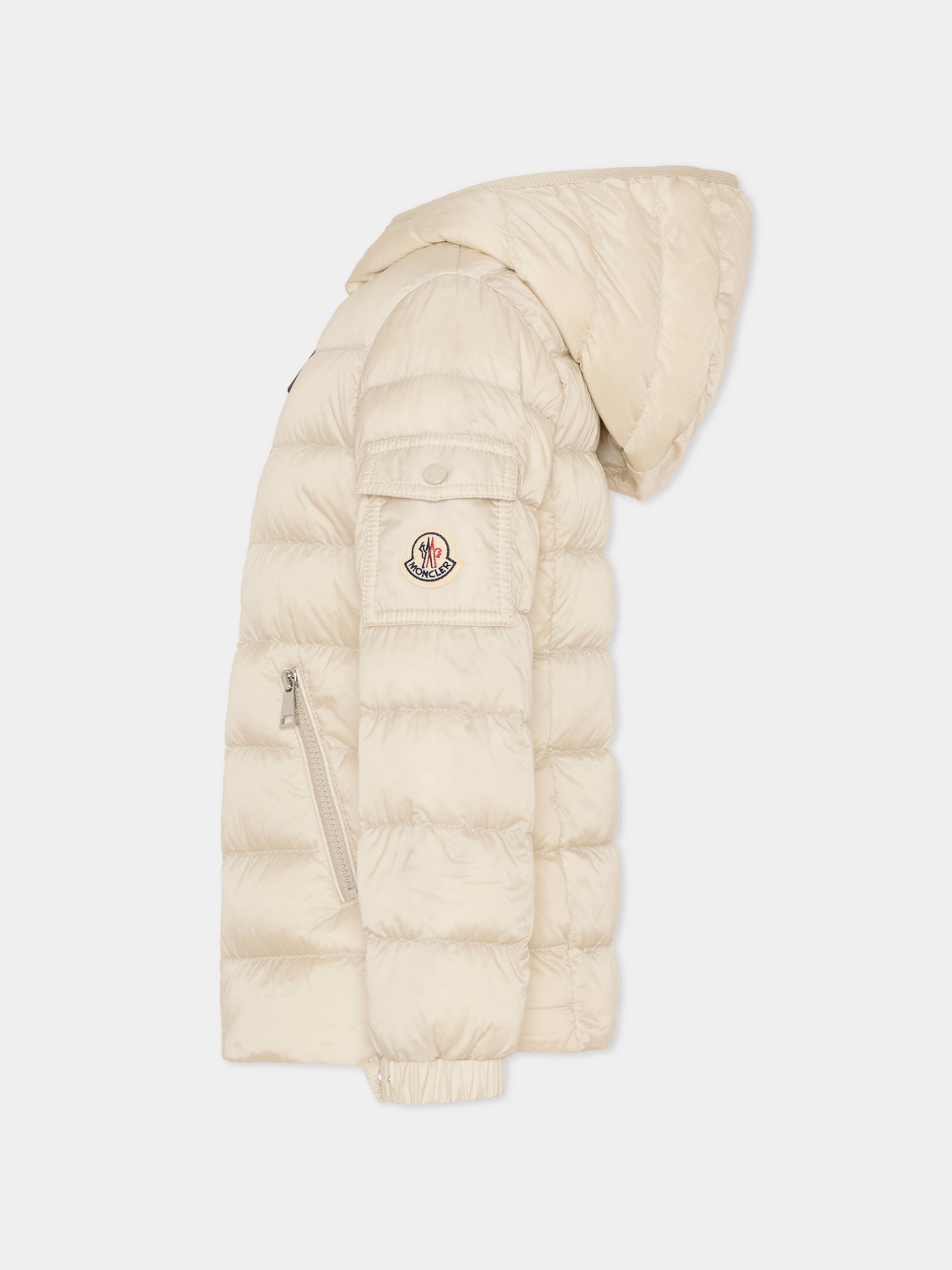 Piumino Gles avorio per bambina con logo,Moncler Kids,L1954 1A00031 597YF 20C