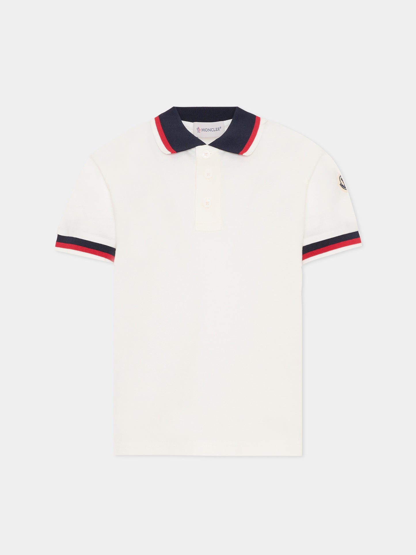Polo avorio per bambino con logo,Moncler Kids,L1954 8A00003 8496W 034
