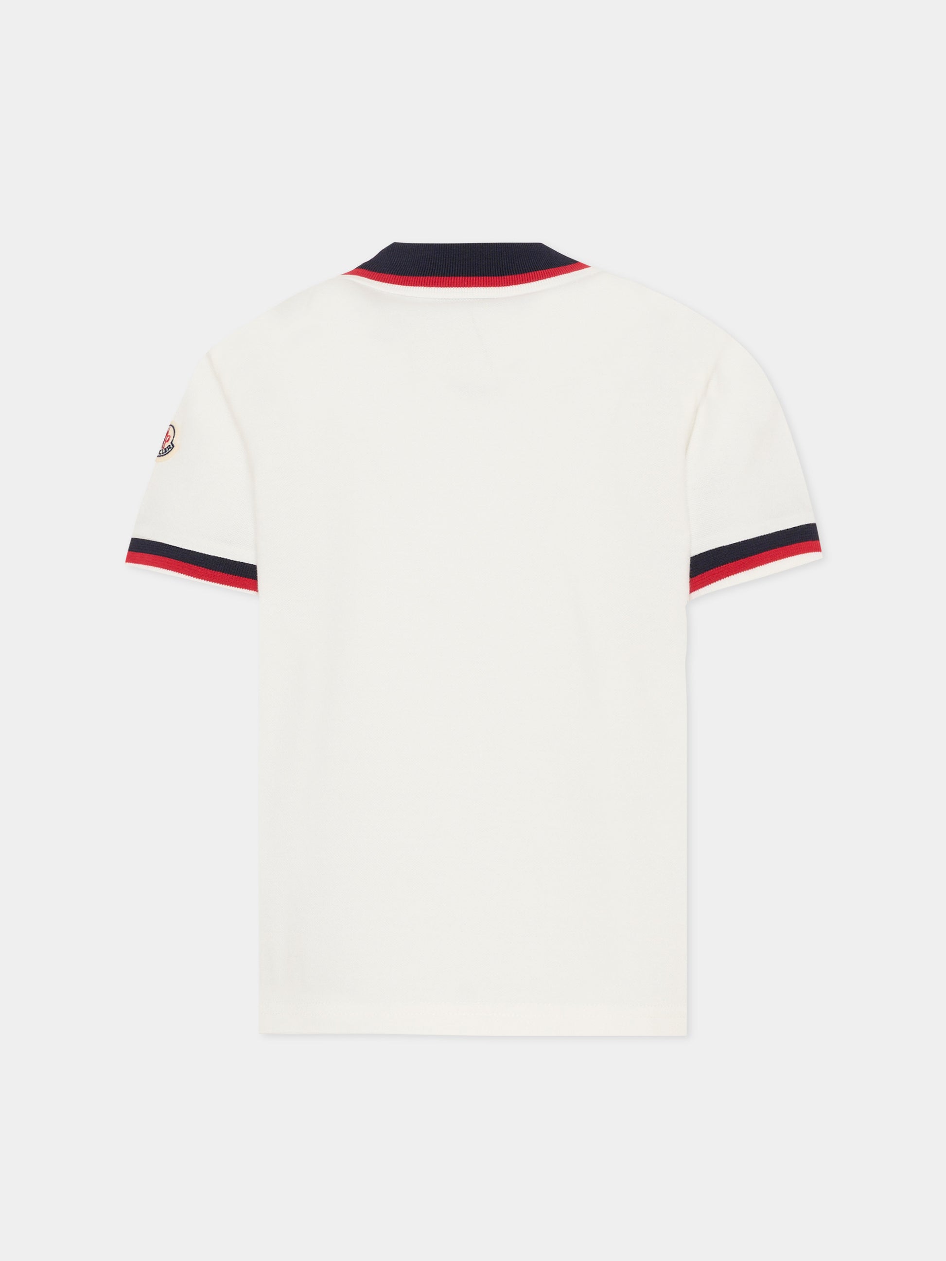 Polo avorio per bambino con logo,Moncler Kids,L1954 8A00003 8496W 034