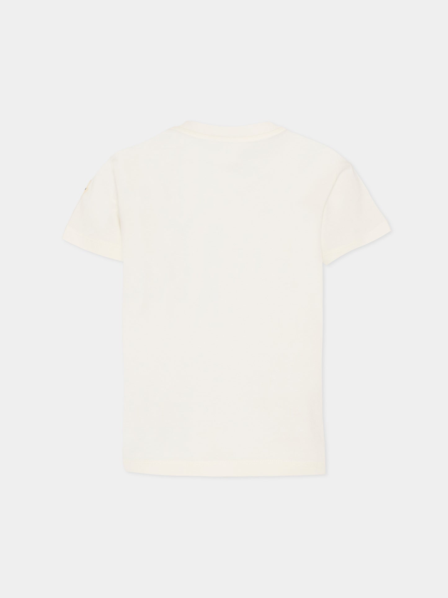 T-shirt avorio per bambino con logo,Moncler Kids,L1954 8C00006 89AFV 034