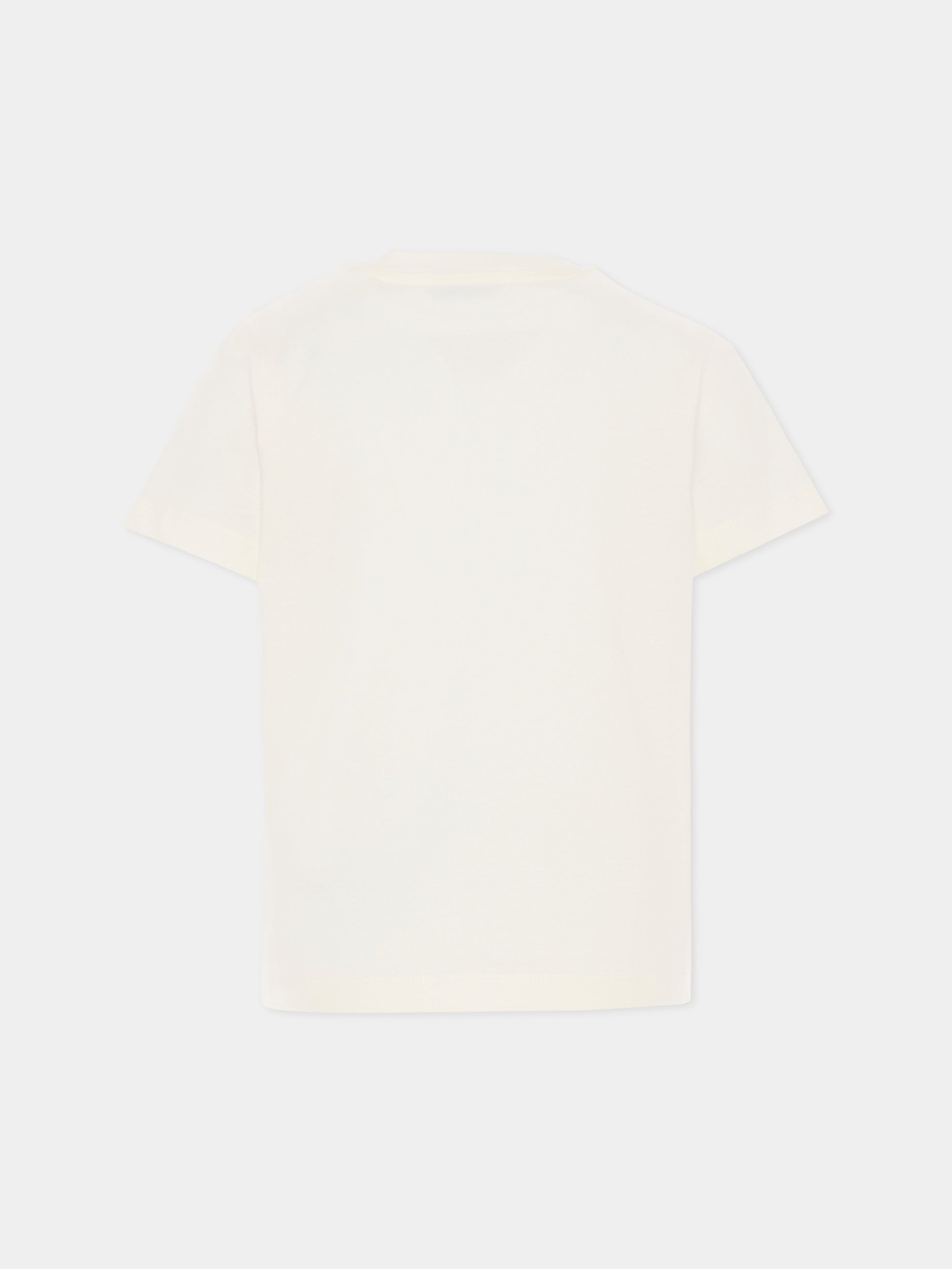 T-shirt avorio per bambini con logo,Moncler Kids,L1954 8C00010 89AFV 034