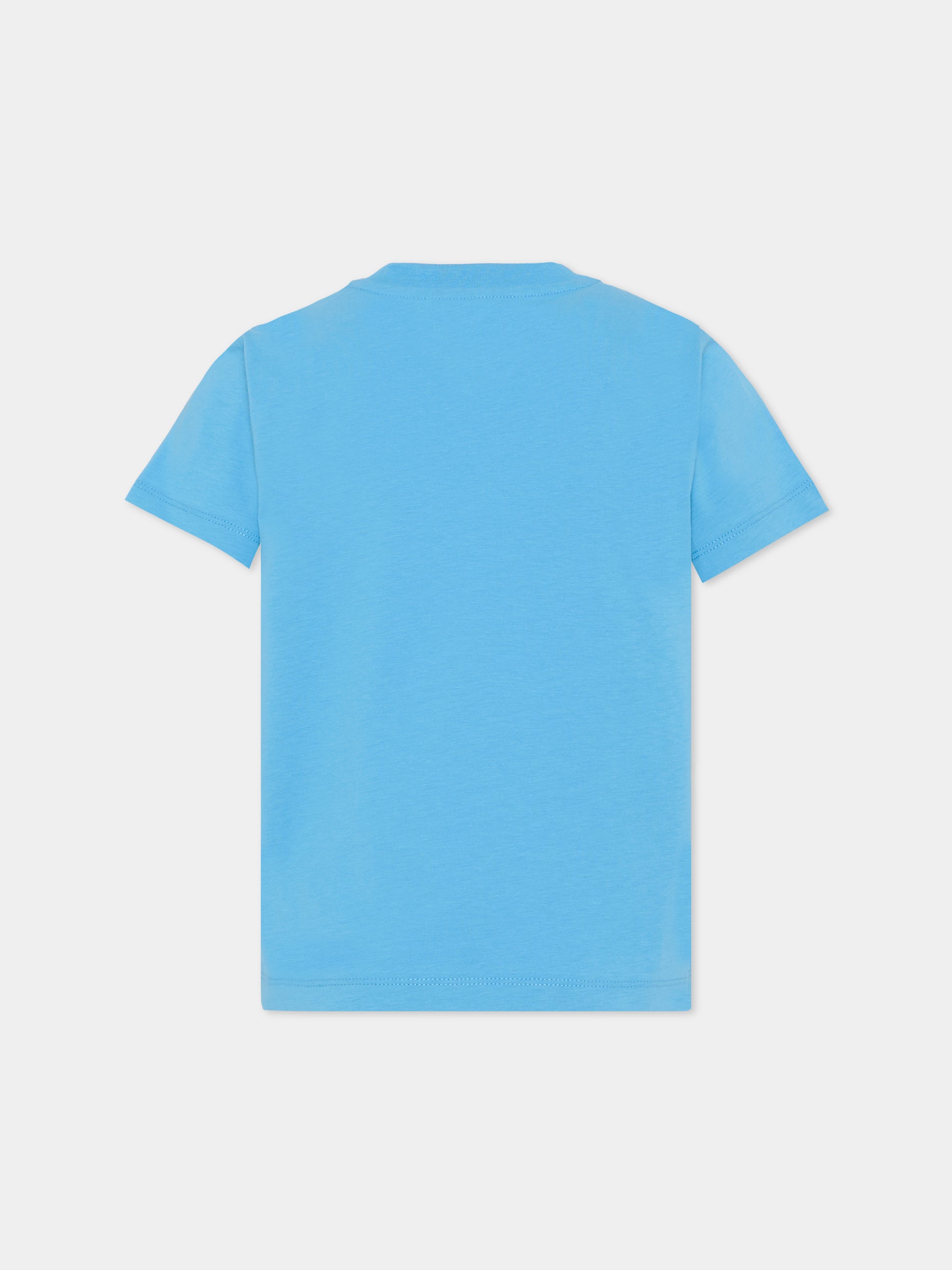 T-shirt azzurra per bambino con logo,Moncler Kids,L1954 8C00010 89AFV 70G