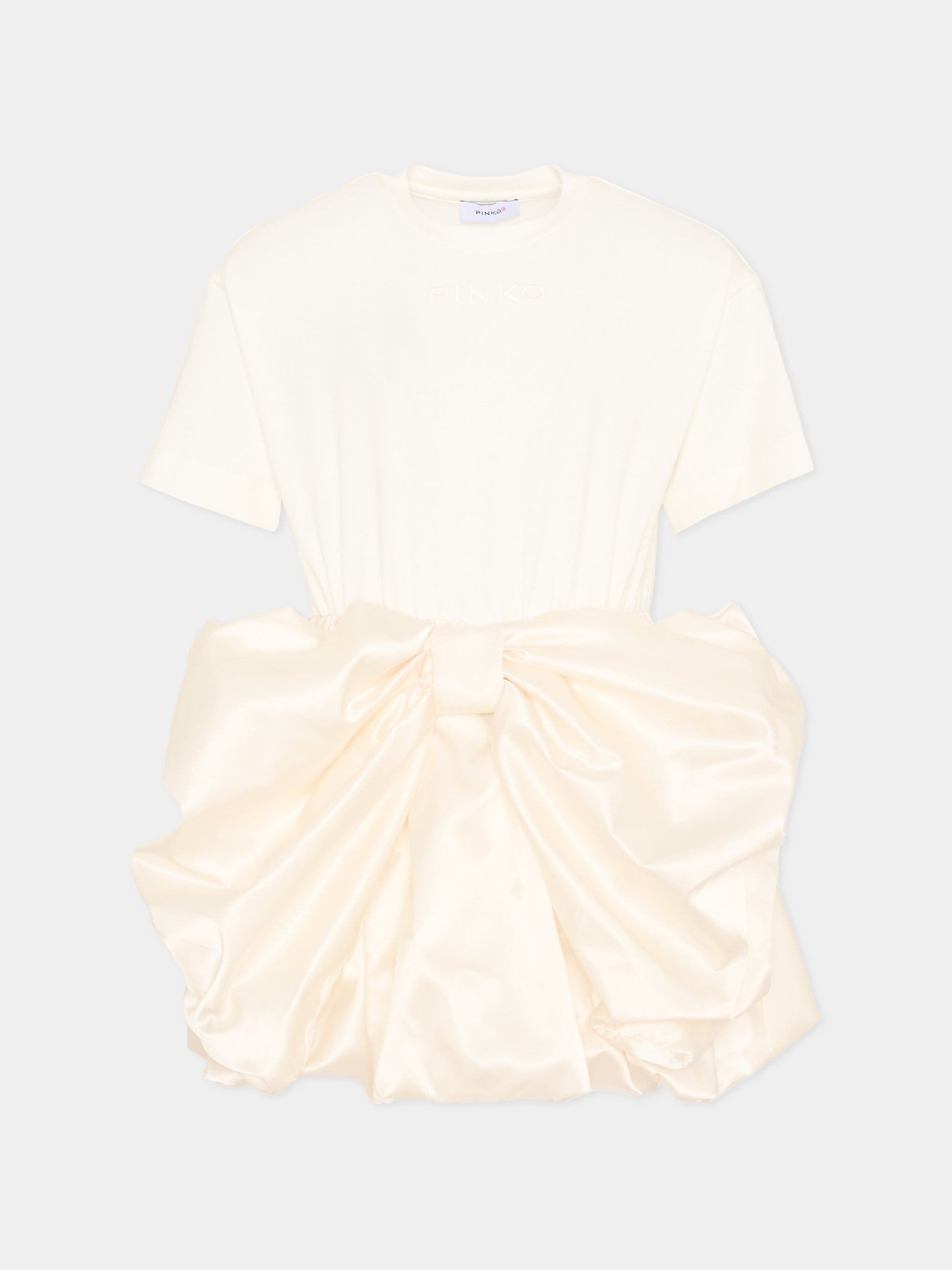 Abito elegante avorio per bambina con fiocco,Pinko,KFAB040.0.JE017.0000