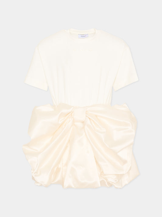 Abito elegante avorio per bambina con fiocco,Pinko,KFAB040.0.JE017.0000