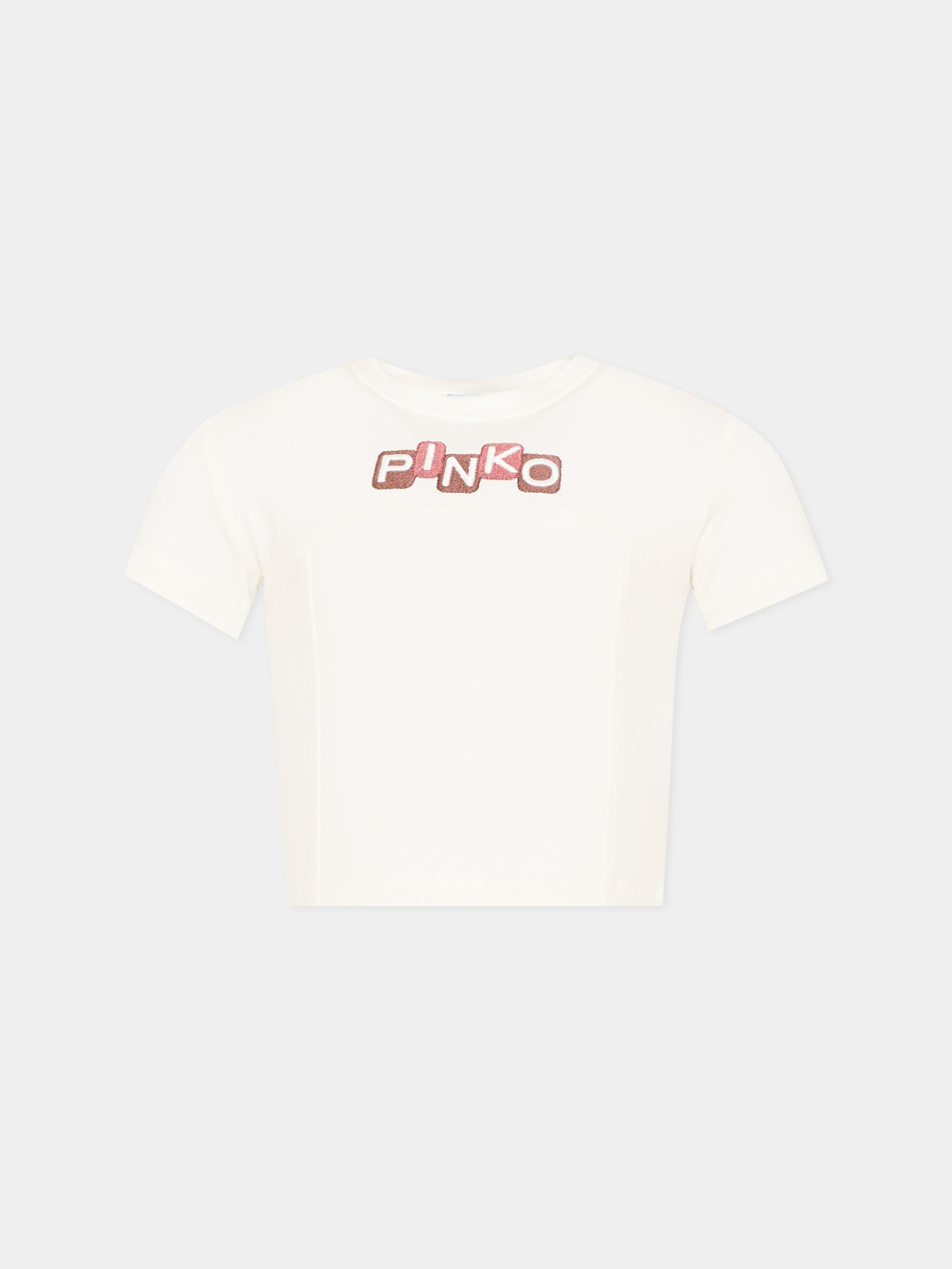 T-shirt bianca per bambina con logo,Pinko,KFTS038.C.JEO17.0987