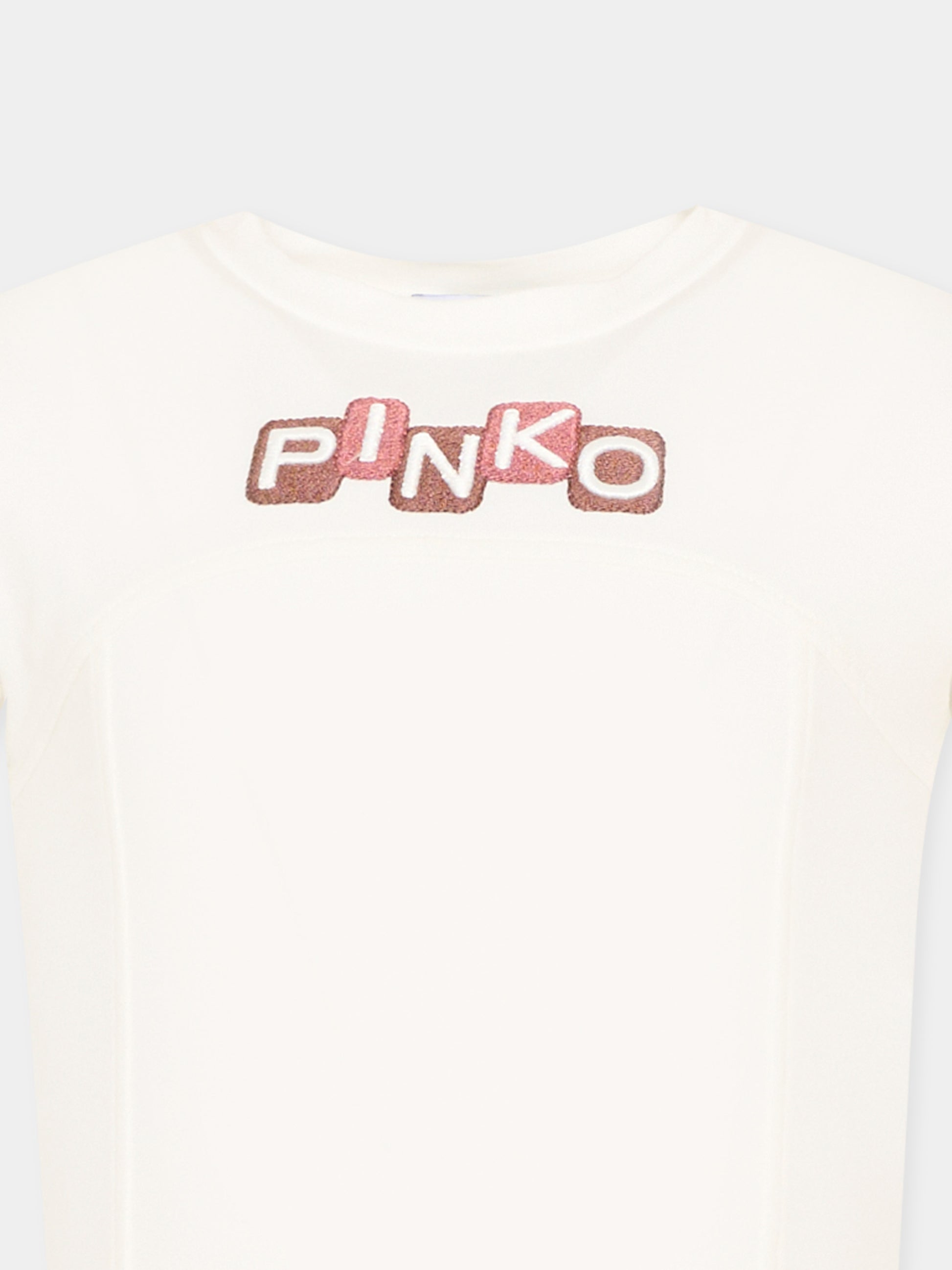 T-shirt bianca per bambina con logo,Pinko,KFTS038.C.JEO17.0987