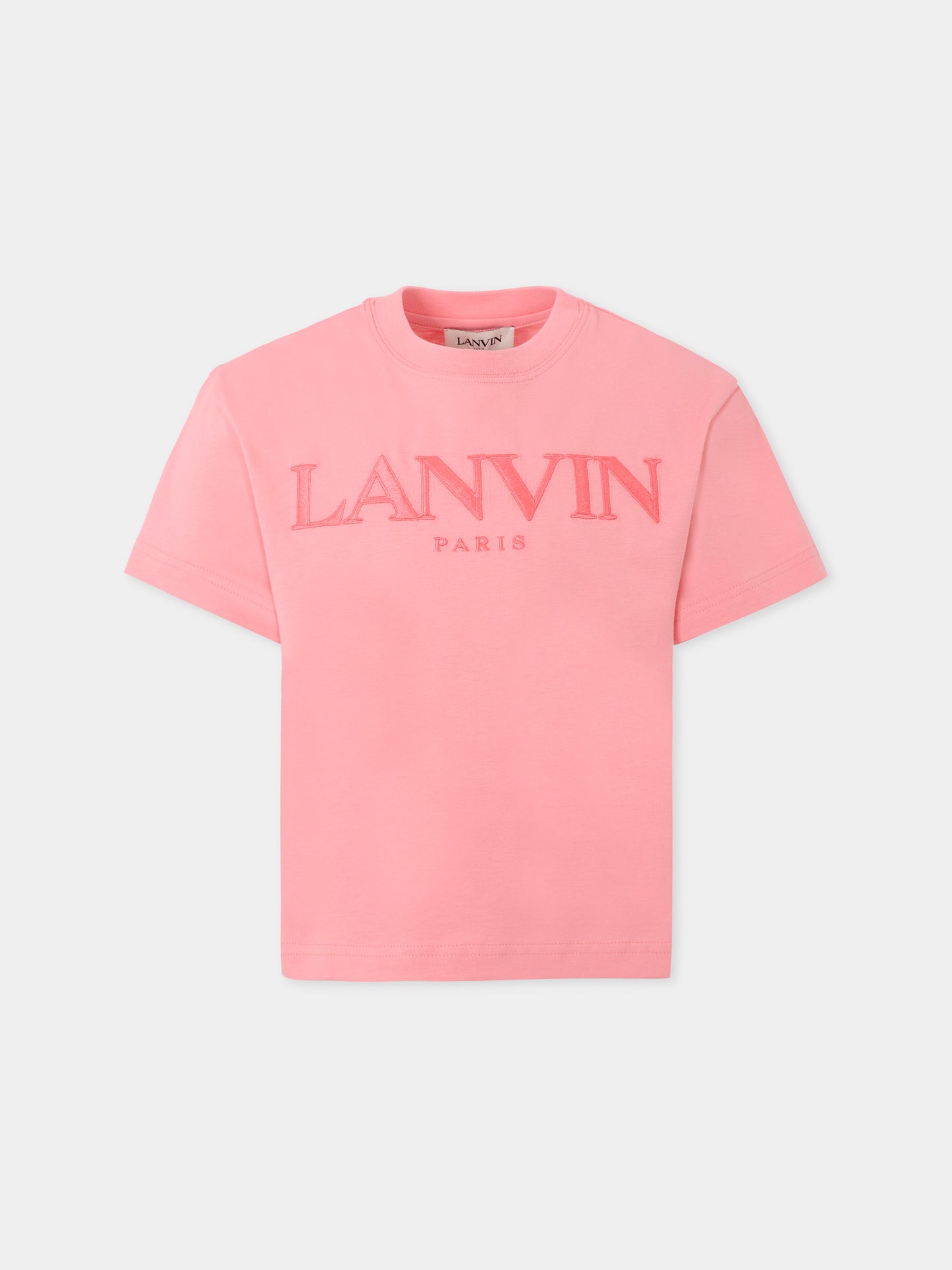 T-shirt rosa per bambina con logo,Lanvin Petite,N30215 49C