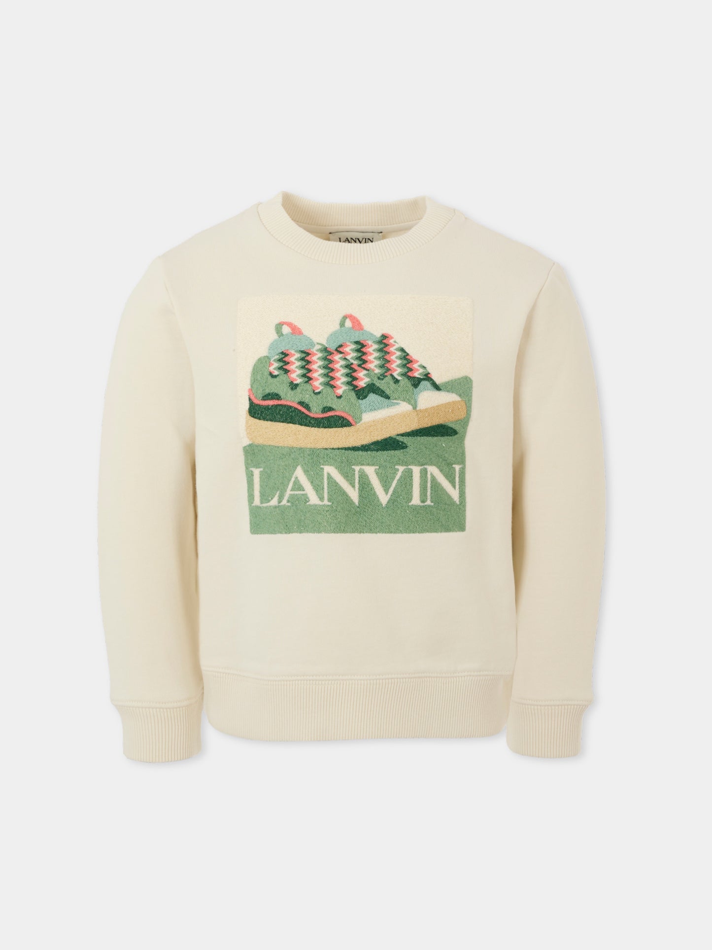 Felpa avorio per bambino con stampa sneakers,Lanvin Petite,N30226 155
