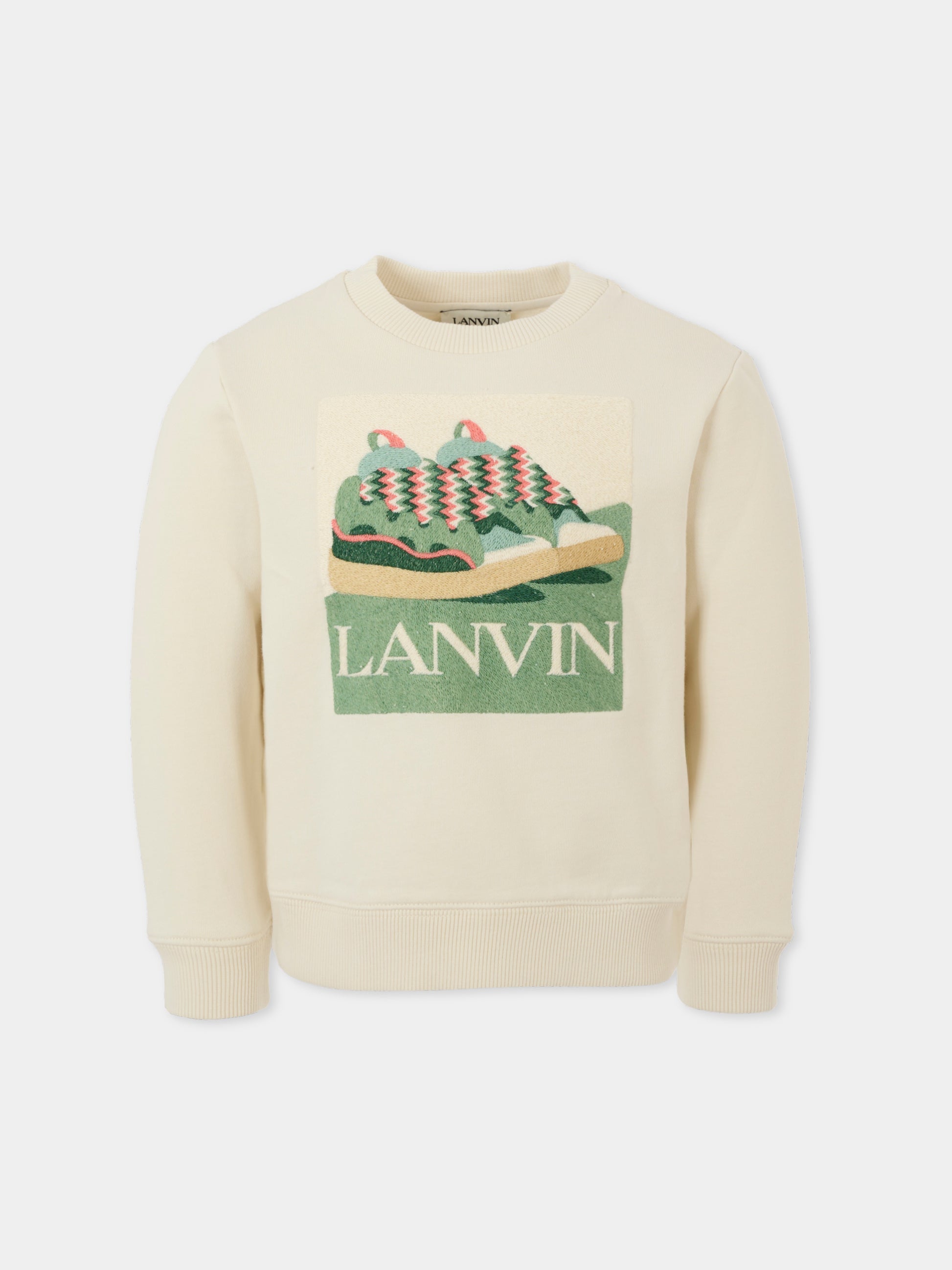 Felpa avorio per bambino con stampa sneakers,Lanvin Petite,N30226 155