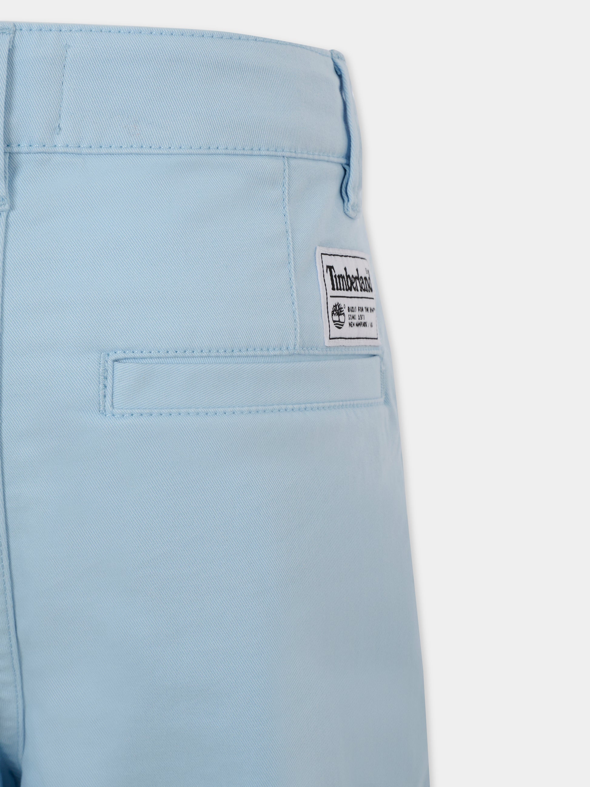 Shorts celesti per bambino con logo,Timberland,T60453 78B