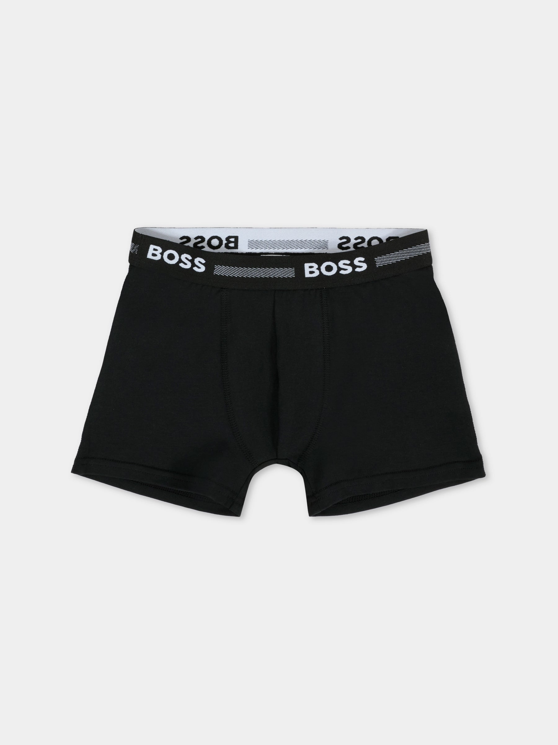 Set boxer nero per bambino con logo,Boss,J51747 09B