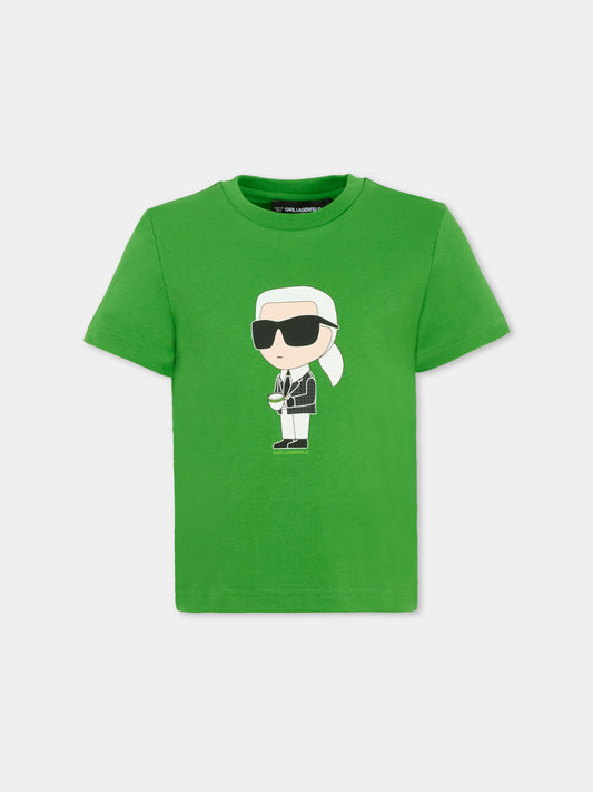 T-shirt verde per bambino con Karl Lagerfeld,Karl Lagerfeld Kids,Z30437 686