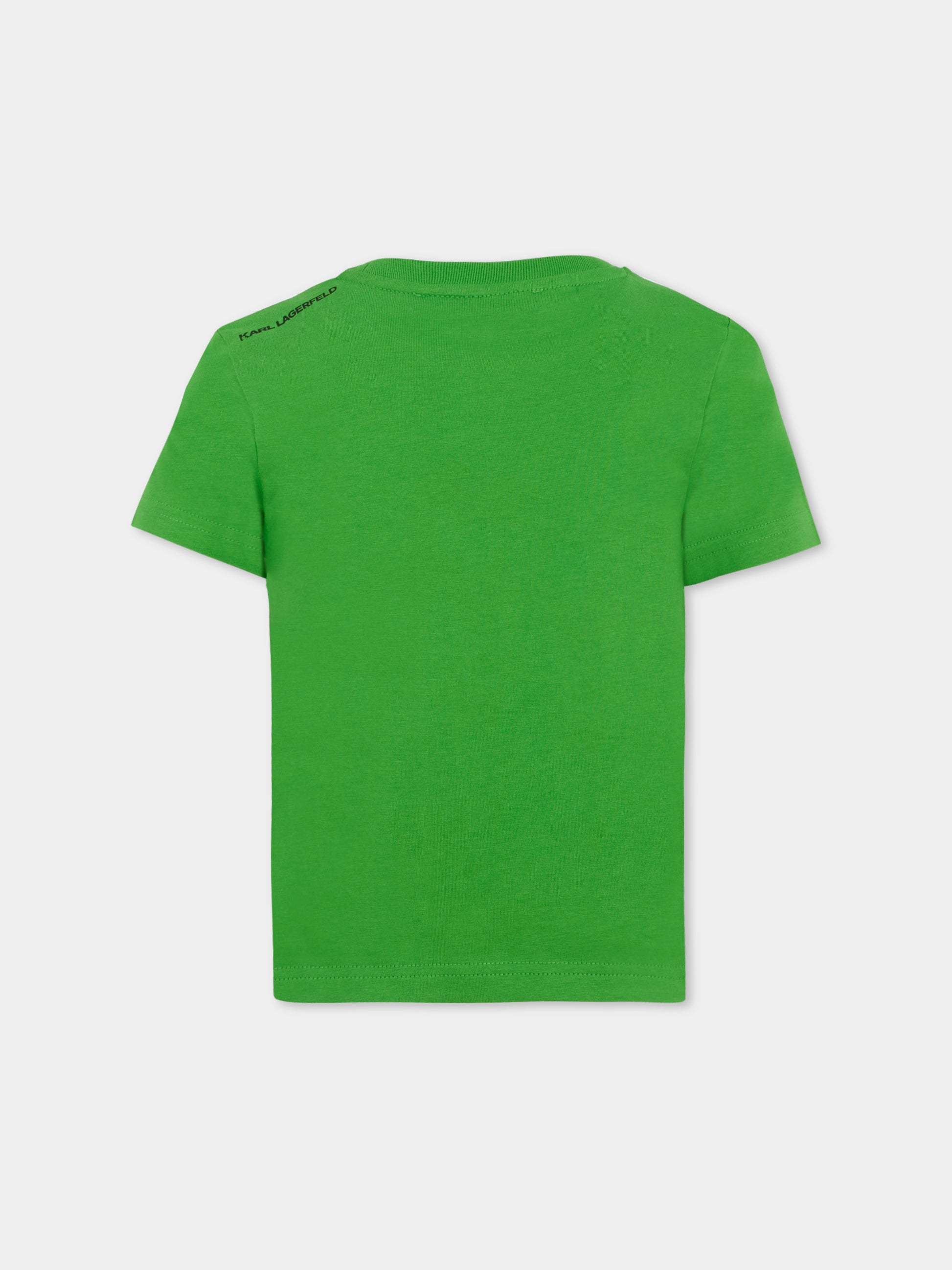 T-shirt verde per bambino con Karl Lagerfeld,Karl Lagerfeld Kids,Z30437 686