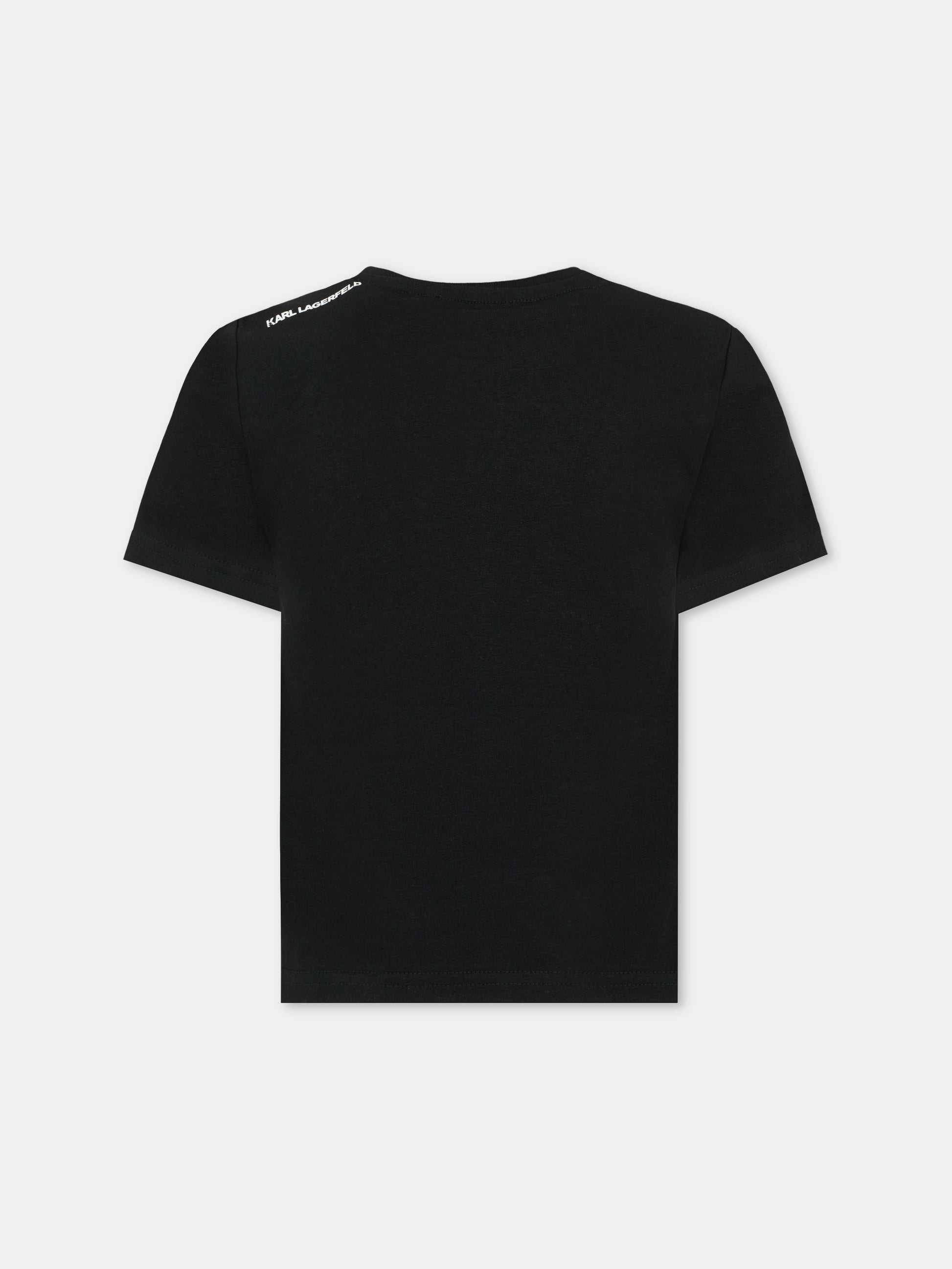 T-shirt nera per bambini con Karl Lagerfeld,Karl Lagerfeld Kids,Z30438 09B