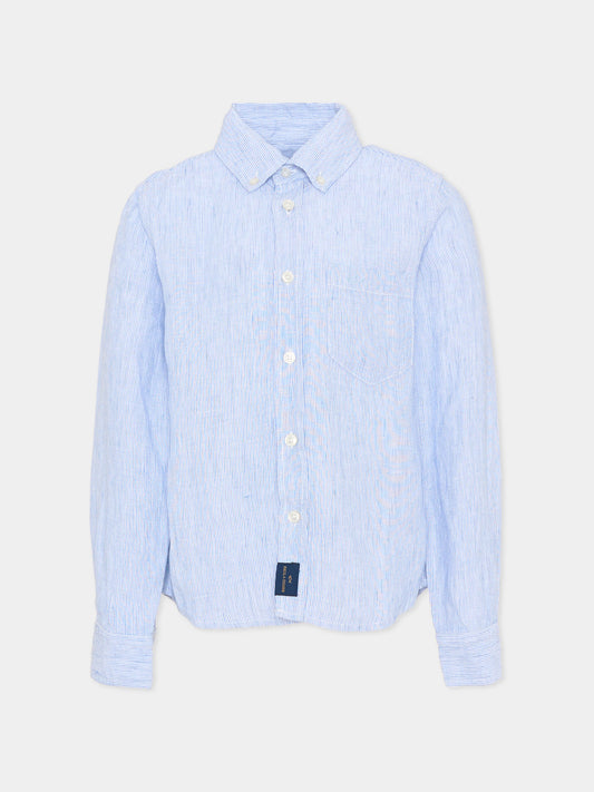 Camicia azzurra in lino per bambino,Paul & Shark Junior,WUC000 LUE02 80213
