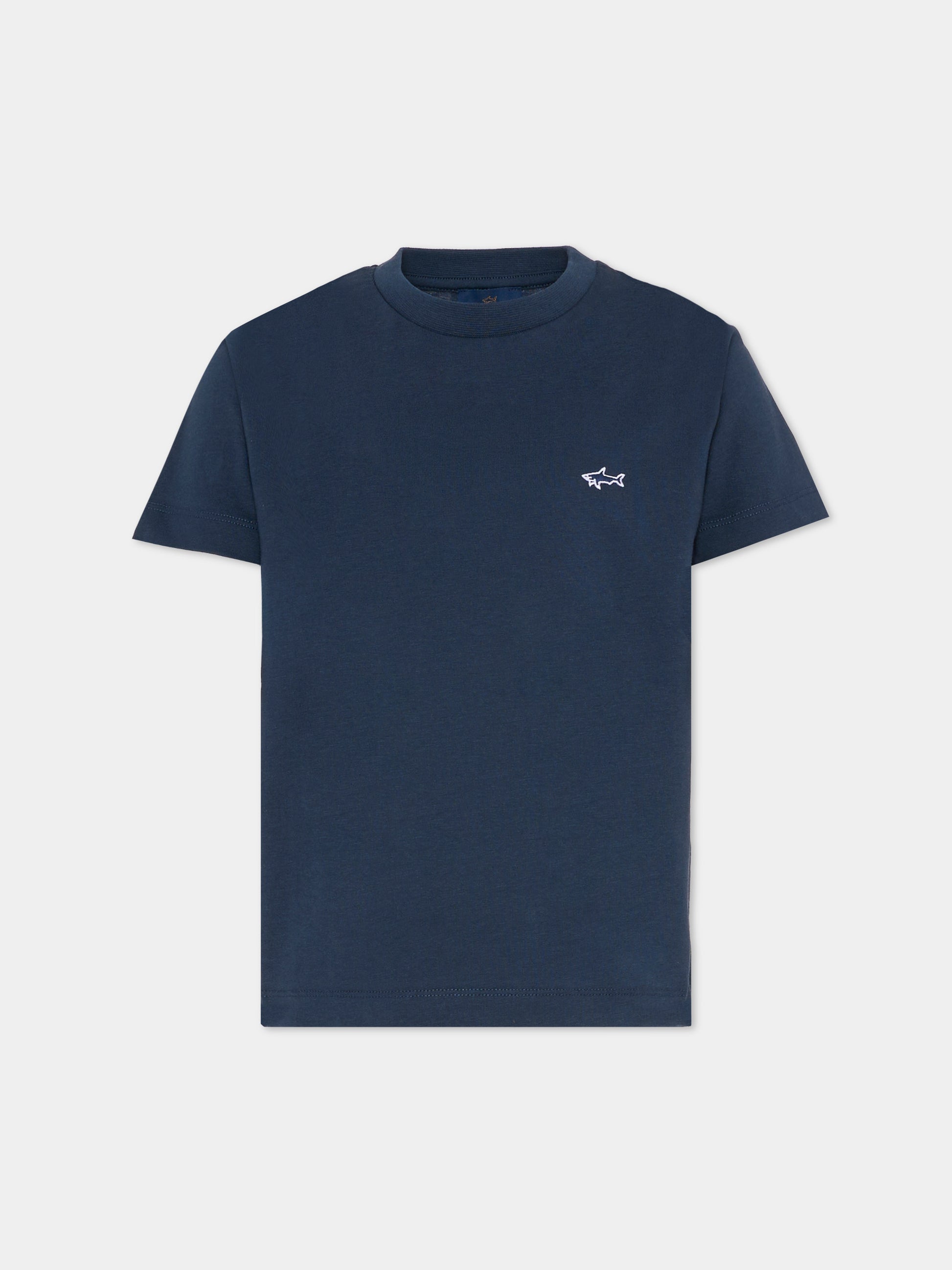 T-Shirt blu per bambino con ricamo,Paul & Shark Junior,WUM004 LAA54 42370