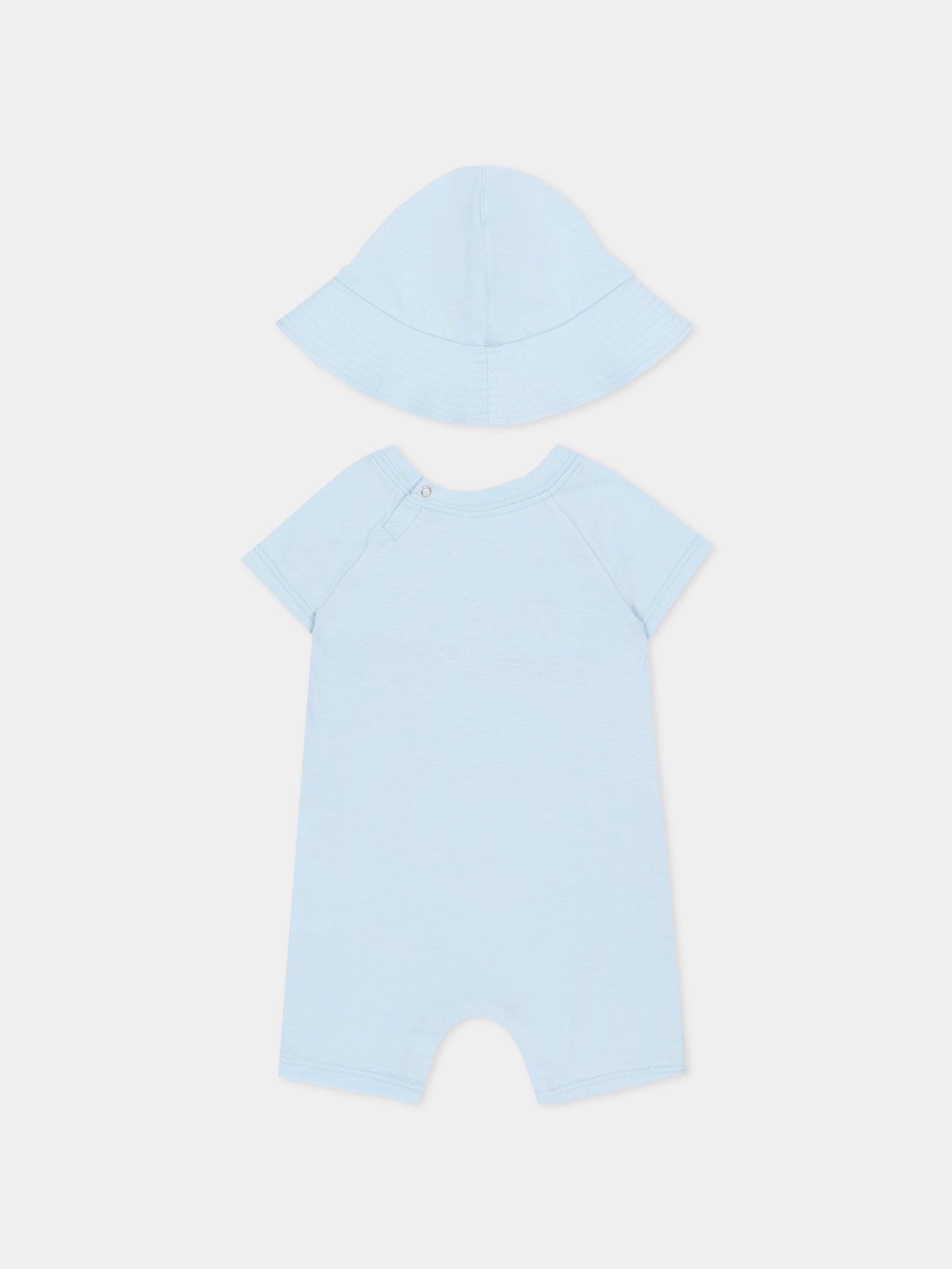 Set pagliaccetti azzurro per neonato con logo e Mr Strong,Gucci Kids,855839 XJHPW 4454