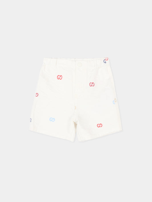 Shorts bianchi per neonati con monogram,Gucci Kids,848984 XDDFC 9066