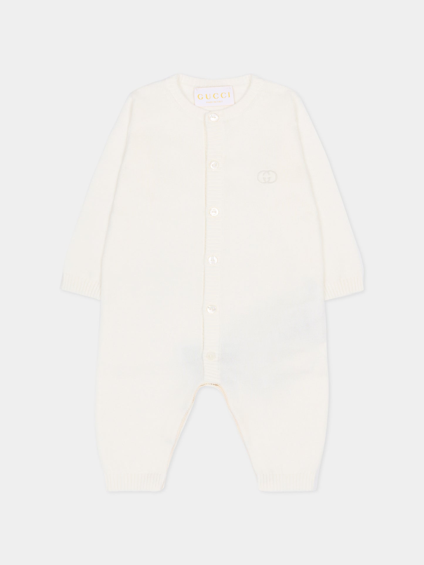 Tutina avorio per neonati con GG,Gucci Kids,851231 XKFFH 9692