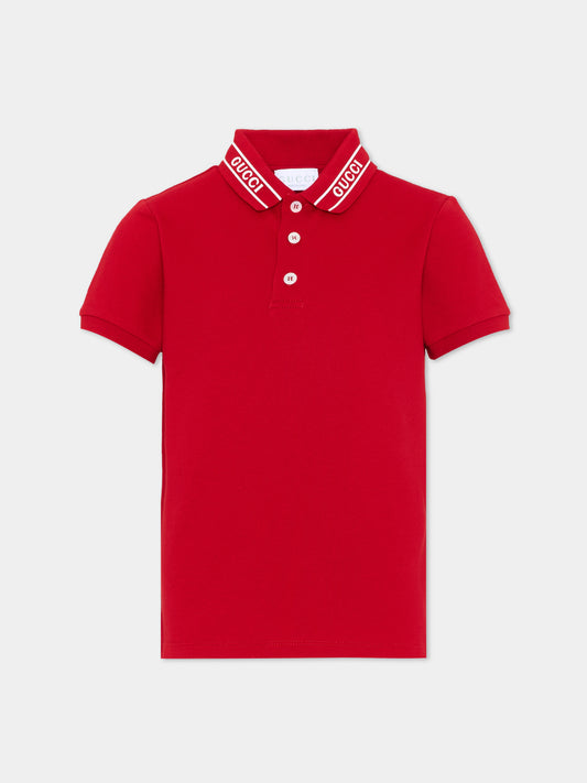 Polo rossa per bambino con logo,Gucci Kids,805405 XJHNL 6540