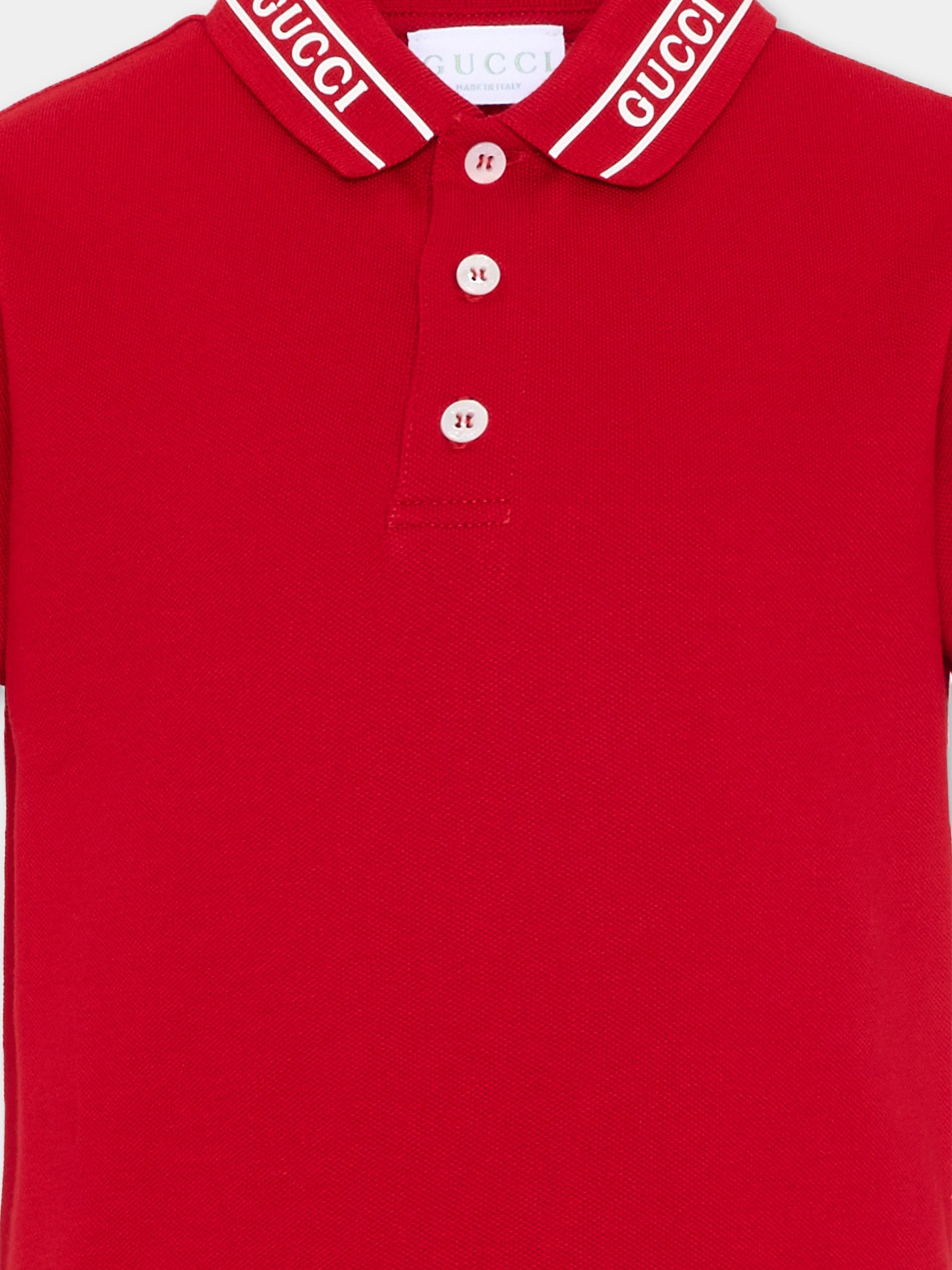 Polo rossa per bambino con logo,Gucci Kids,805405 XJHNL 6540