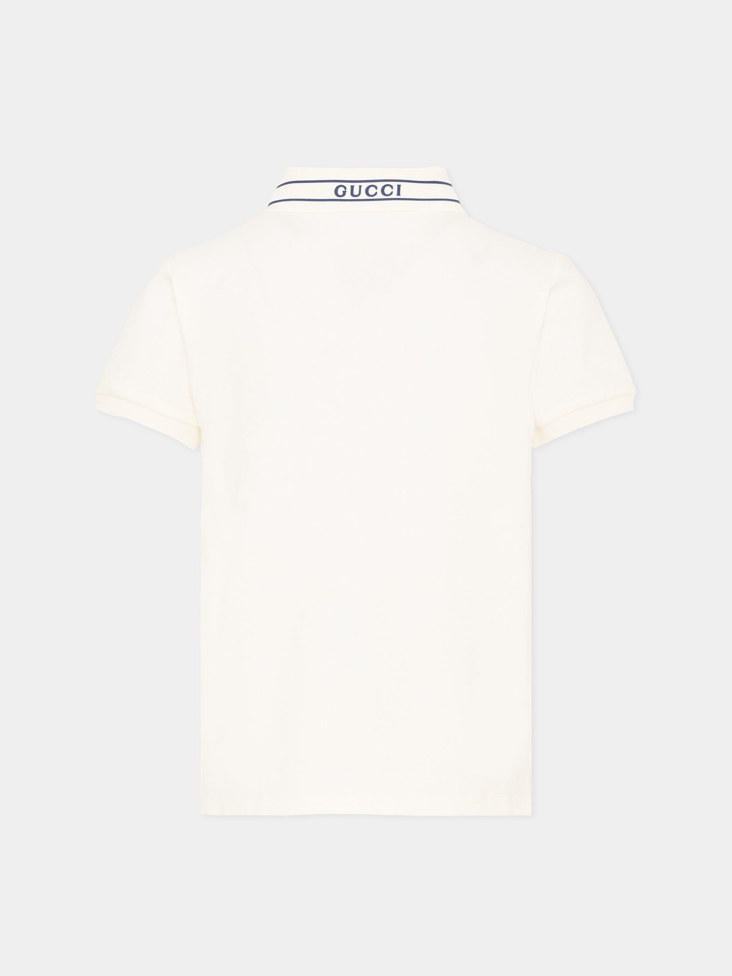 Polo bianca per bambino con logo,Gucci Kids,805405 XJHNL 9024