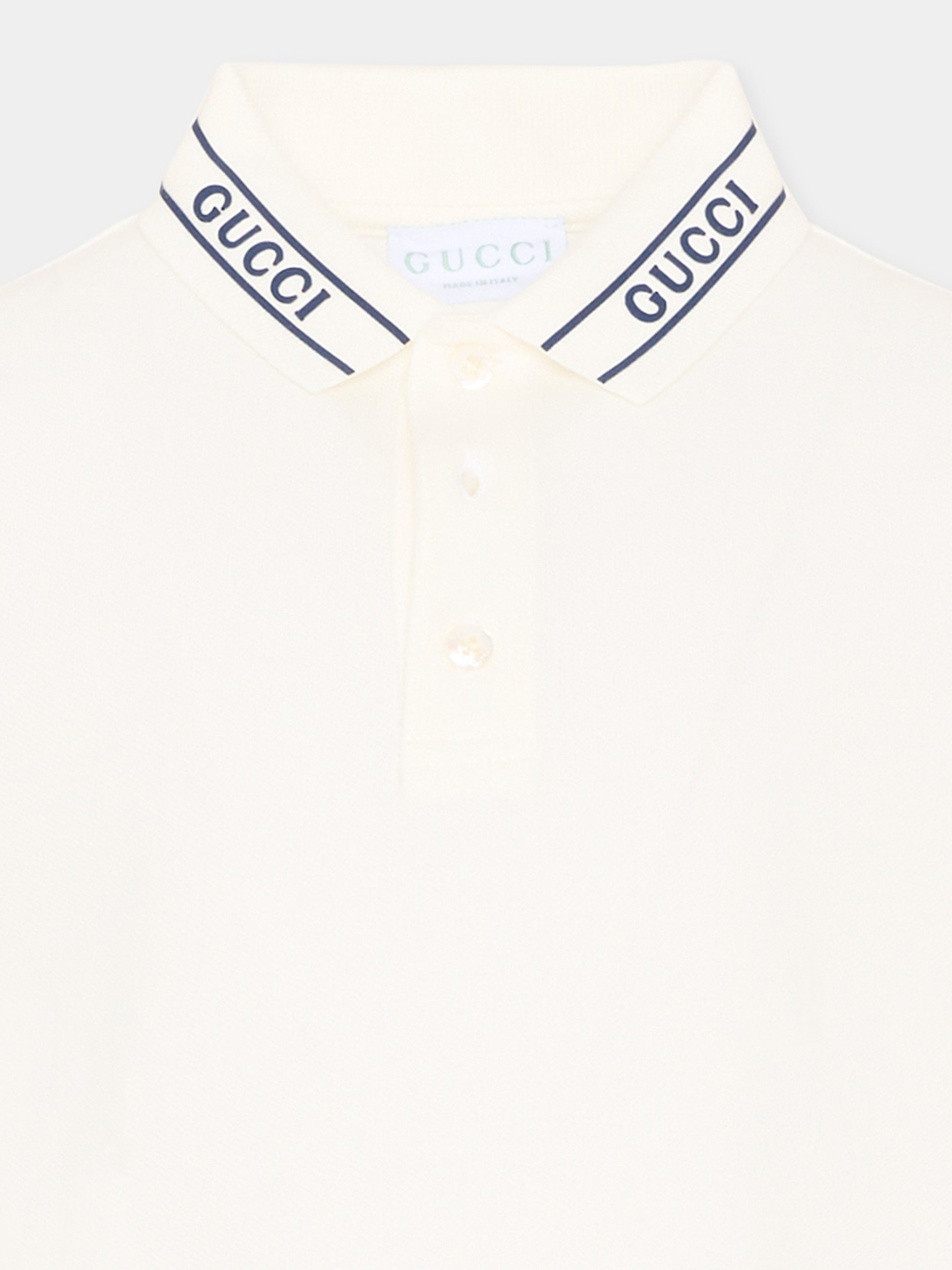 Polo bianca per bambino con logo,Gucci Kids,805405 XJHNL 9024