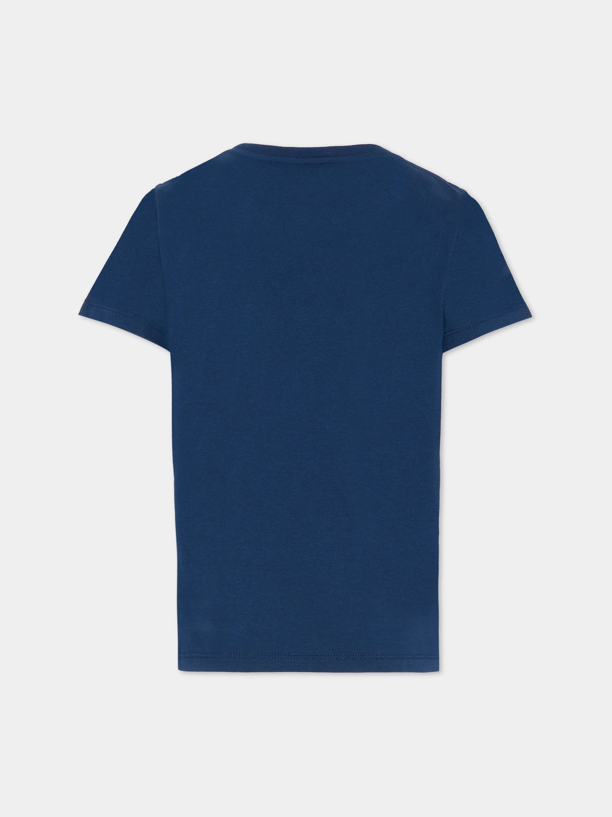 T-shirt blu per bambino con logo,Gucci Kids,849686 XJHNU 4087