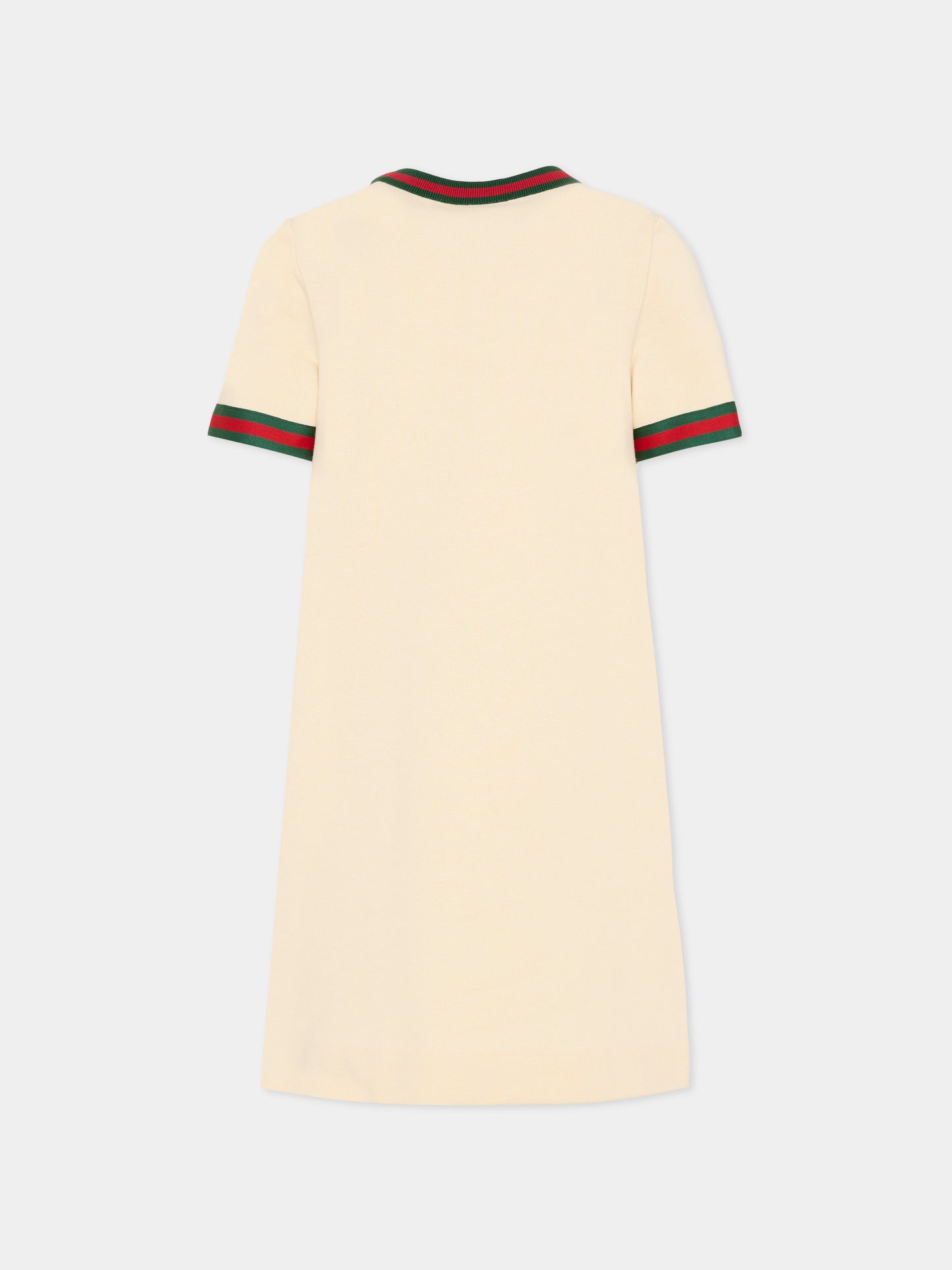 Vestito avorio per bambina con morsetto,Gucci Kids,718772 XJHR9 9908