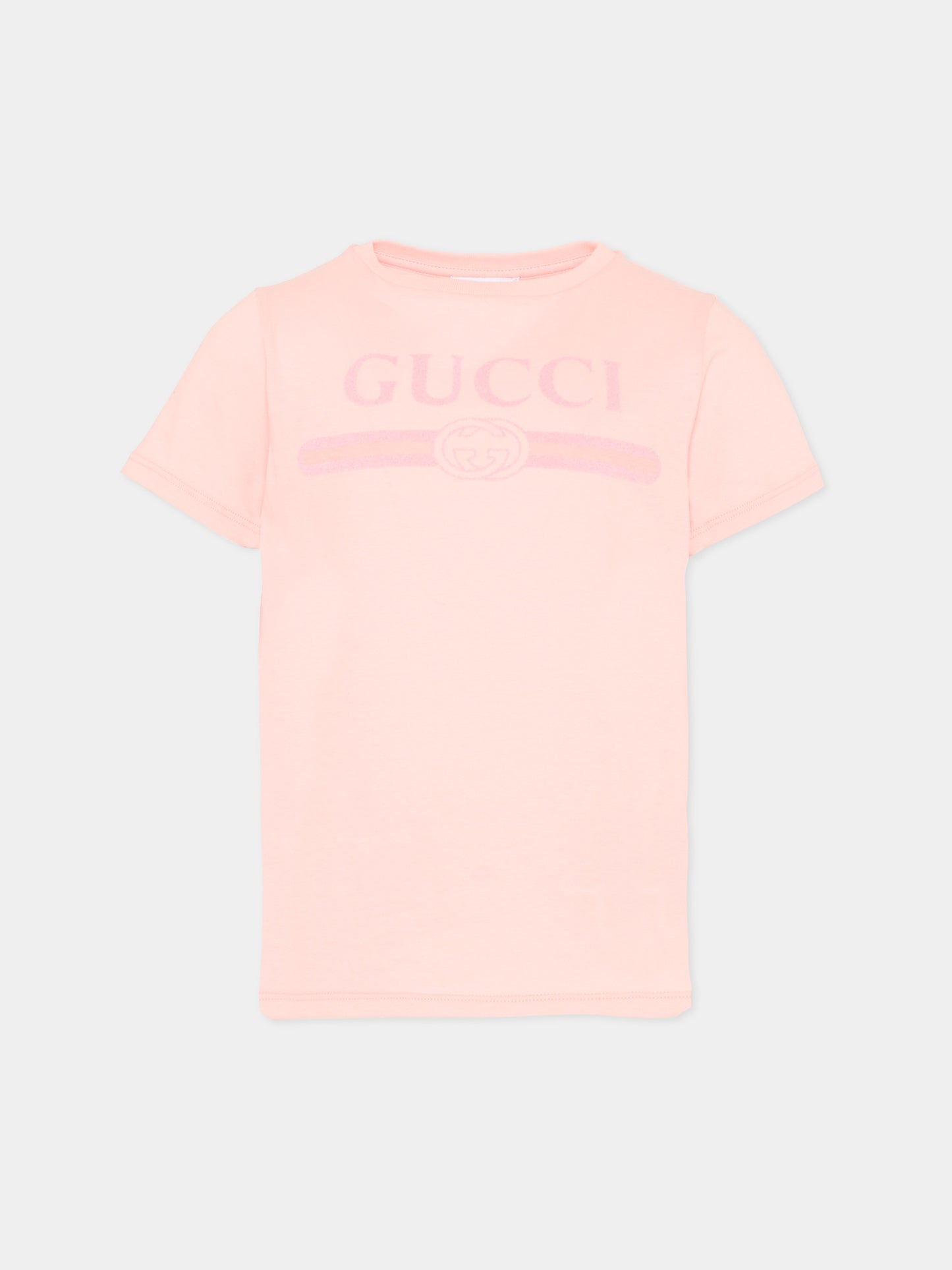T-shirt rosa per bambina con logo,Gucci Kids,547559 XJHO5 5967