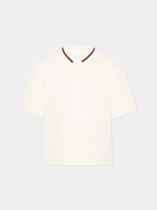 Polo avorio per bambina,Gucci Kids,852834 XJHRS 9024