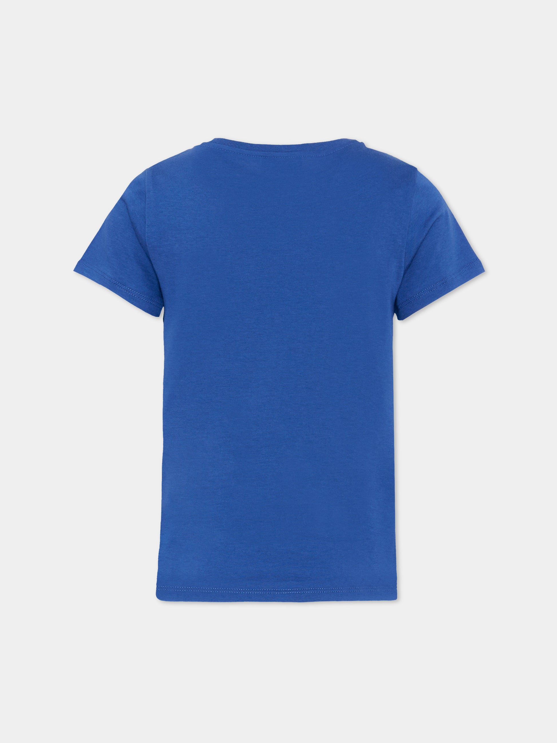 T-shirt blu per bambini con logo,Gucci Kids,547559 XJHO5 4118