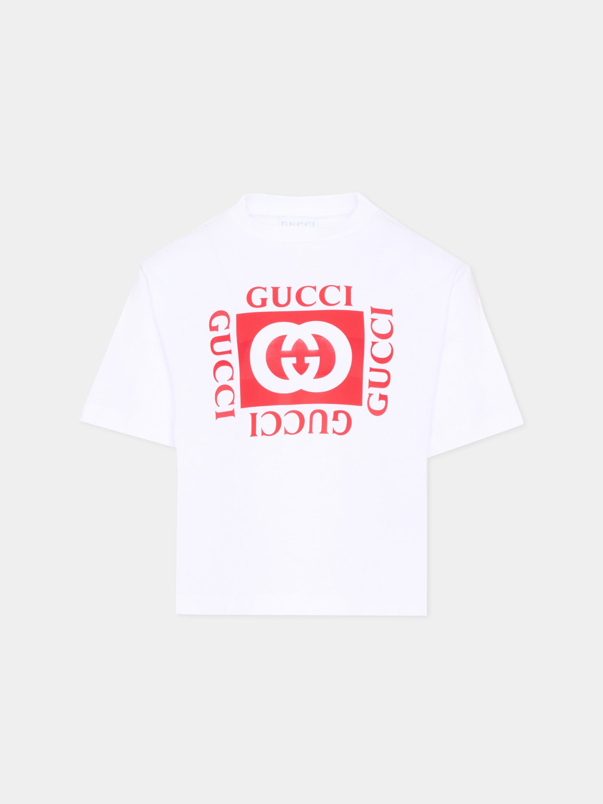 T-Shirt bianca per bambini con logo,Gucci Kids,855551 XJHO7 9055