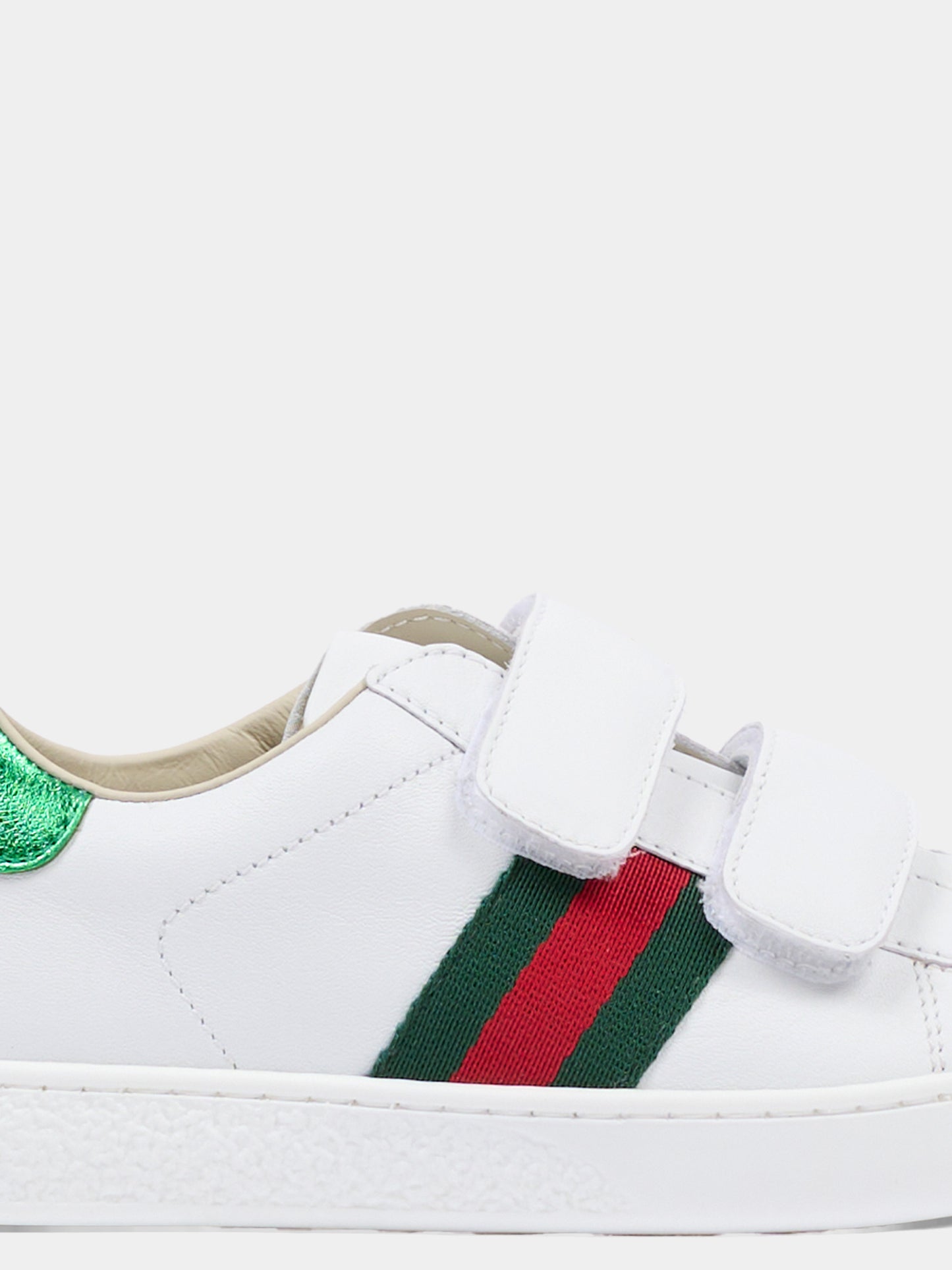 Sneakers bianche per bambini con dettaglio Web,Gucci Kids,455448 CPWP0 9085