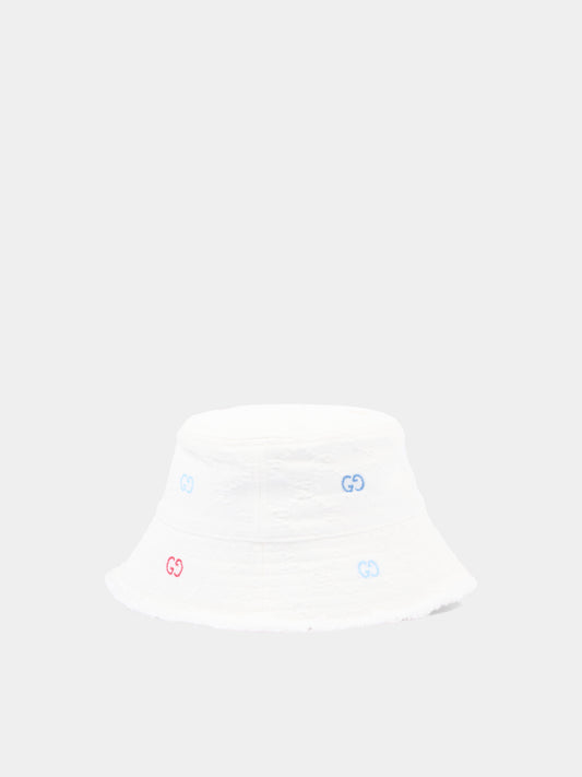 Cloche bianca per neonati jacquard GG,Gucci Kids,860558 3HBH7 9000