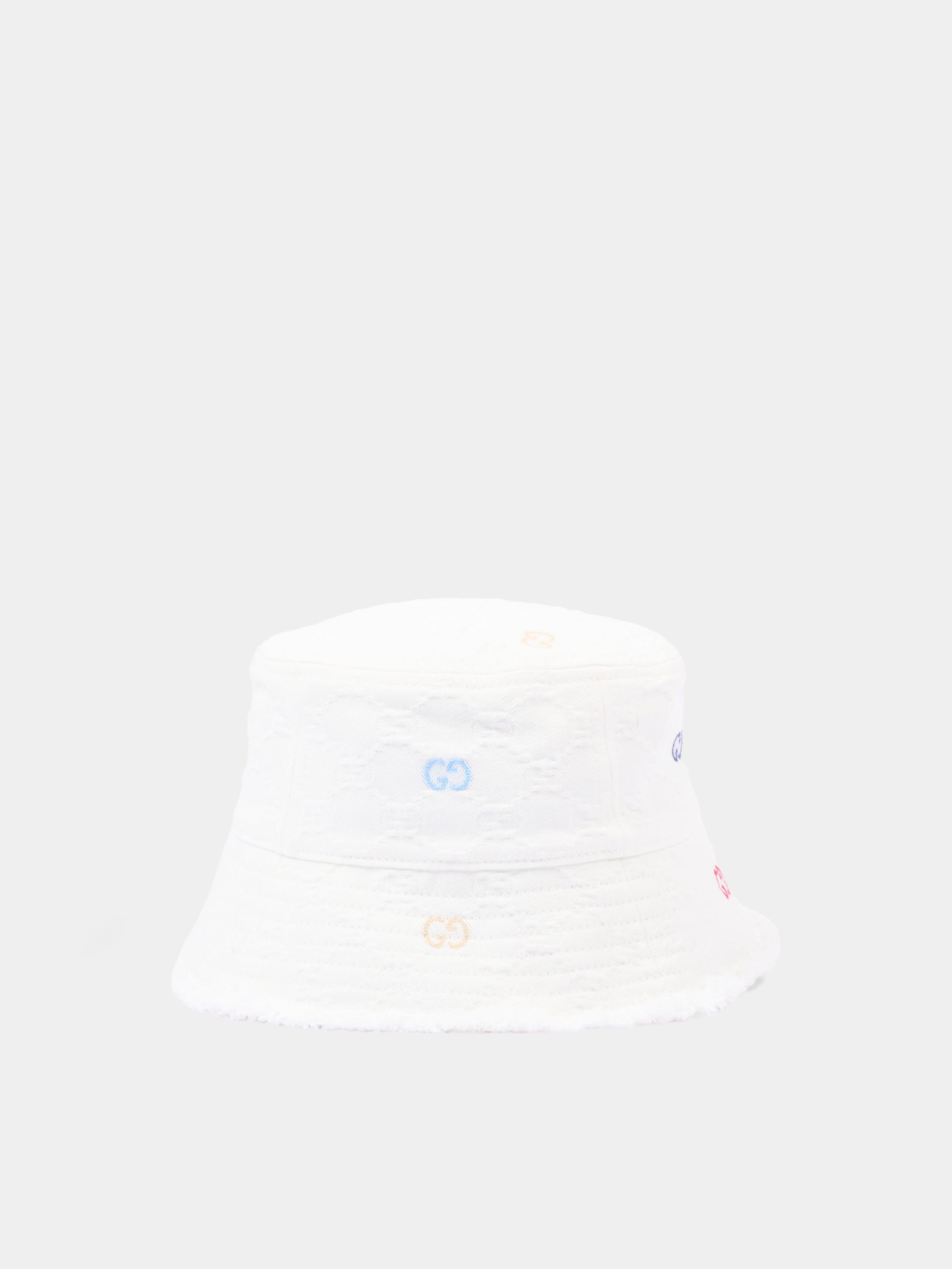 Cloche bianca per bambini con monogram GG,Gucci Kids,860005 3HBH7 9000