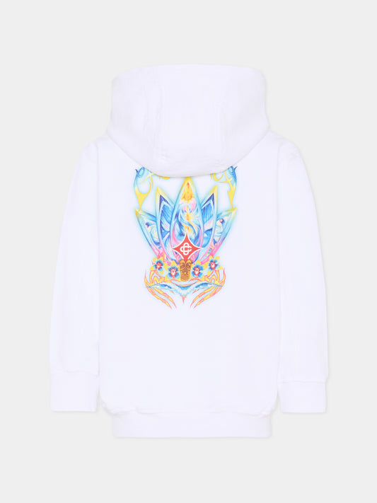 Felpa bianca per bambini con fiore di loto,Casablanca,KSP26 JTP 372 01 EX BC