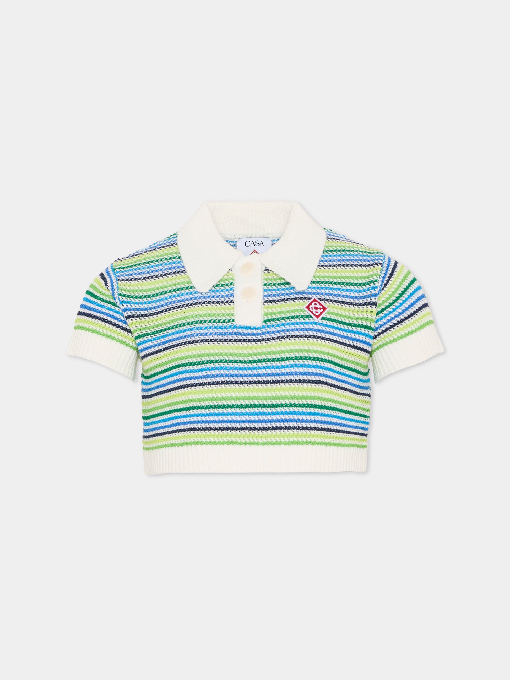 Polo crop multicolor per bambina con logo,Casablanca,KSP26 KW 1363 01 EX BC