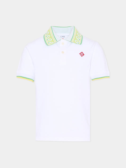 Polo bianca per bambino con onde,Casablanca,KSP26 JTP 370 01 B EX BC