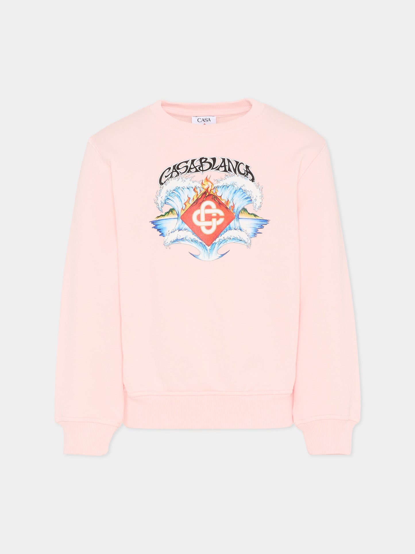 Felpa rosa per bambina con stampa onde,Casablanca,KSP26 JTP 371 01 EX BC