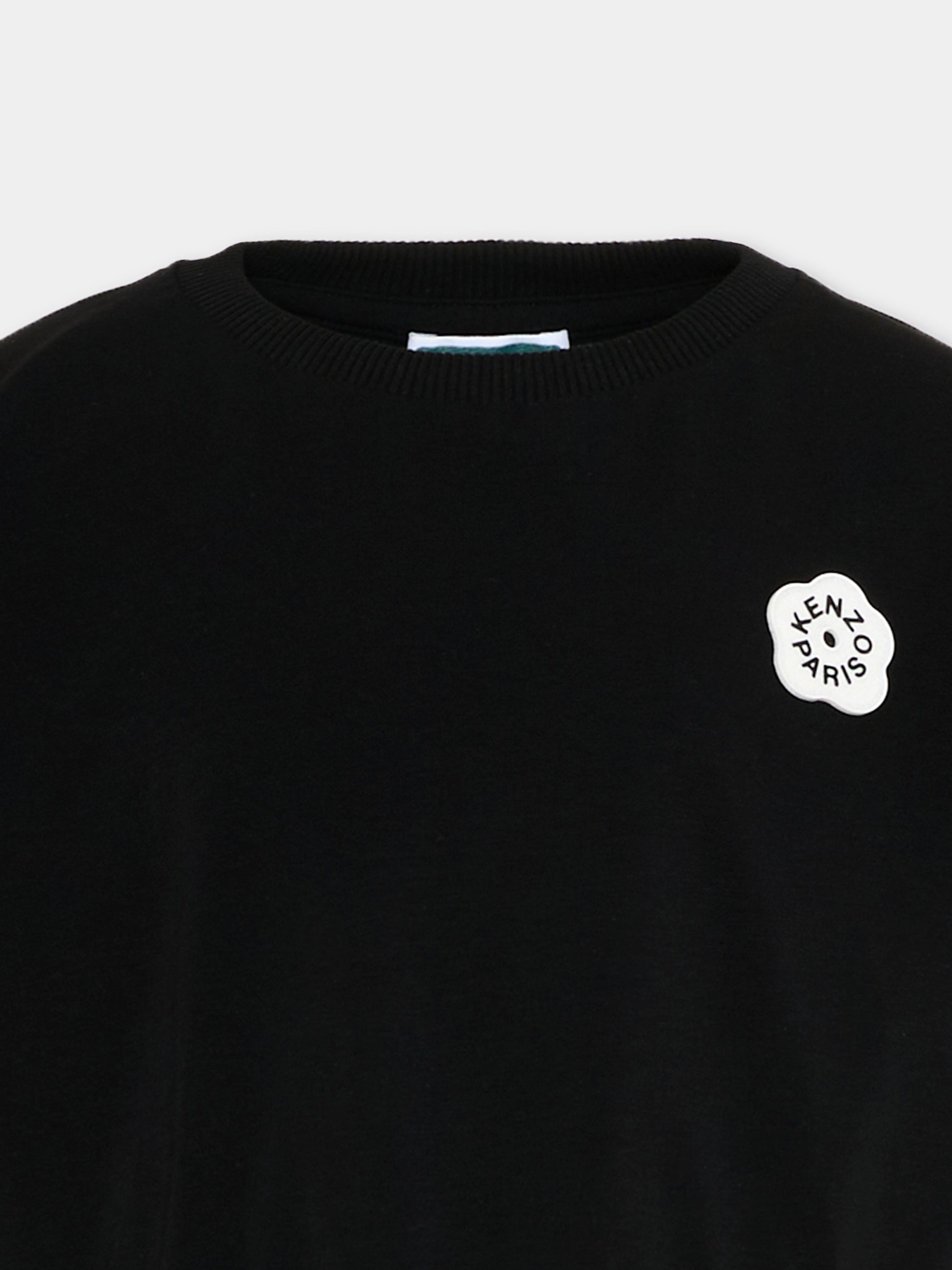 T-Shirt nera per bambina con fiore Boke,Kenzo Kids,K61621 09B