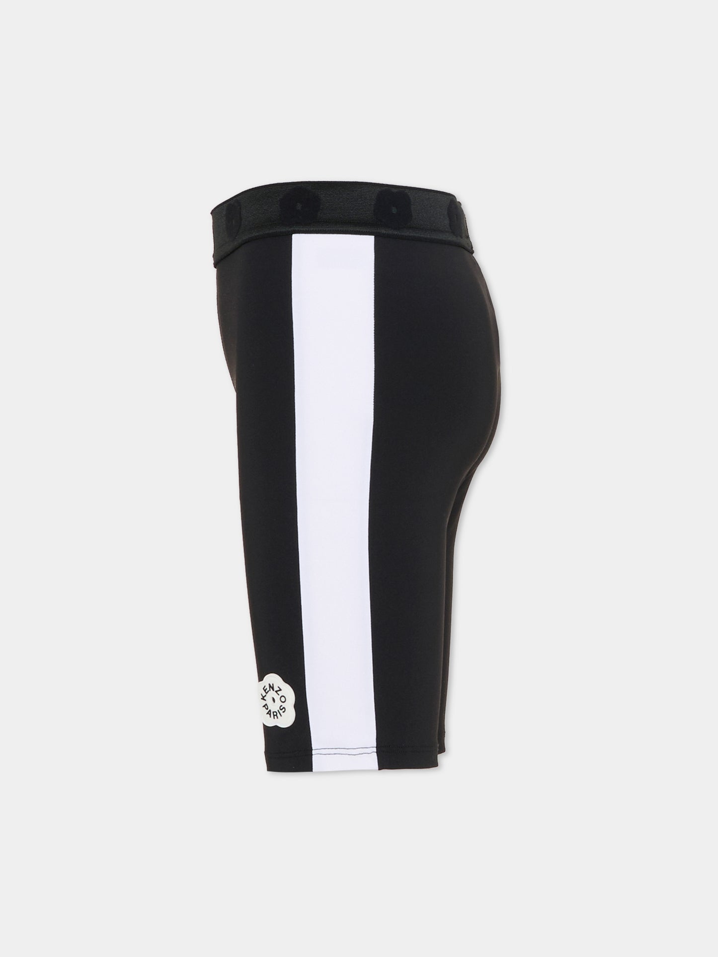 Shorts neri per bambina con papavero,Kenzo Kids,K61640 09B