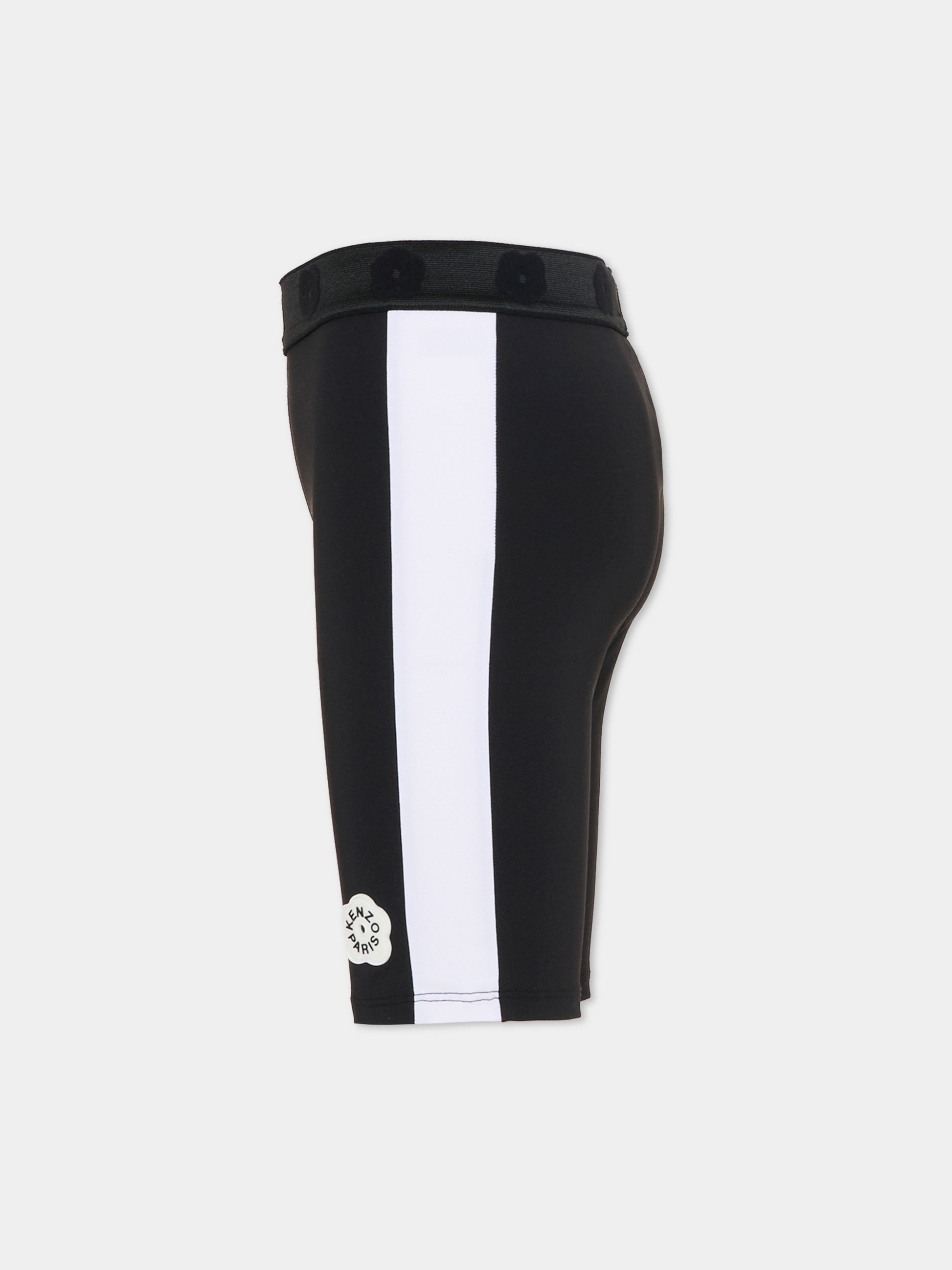 Shorts neri per bambina con papavero,Kenzo Kids,K61640 09B