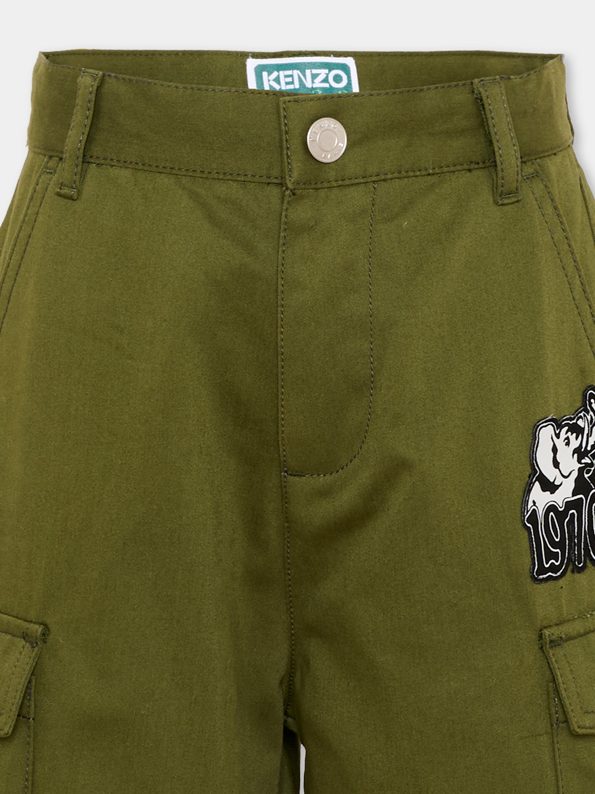 Shorts verde per bambino con elefante,Kenzo Kids,K61644 64B