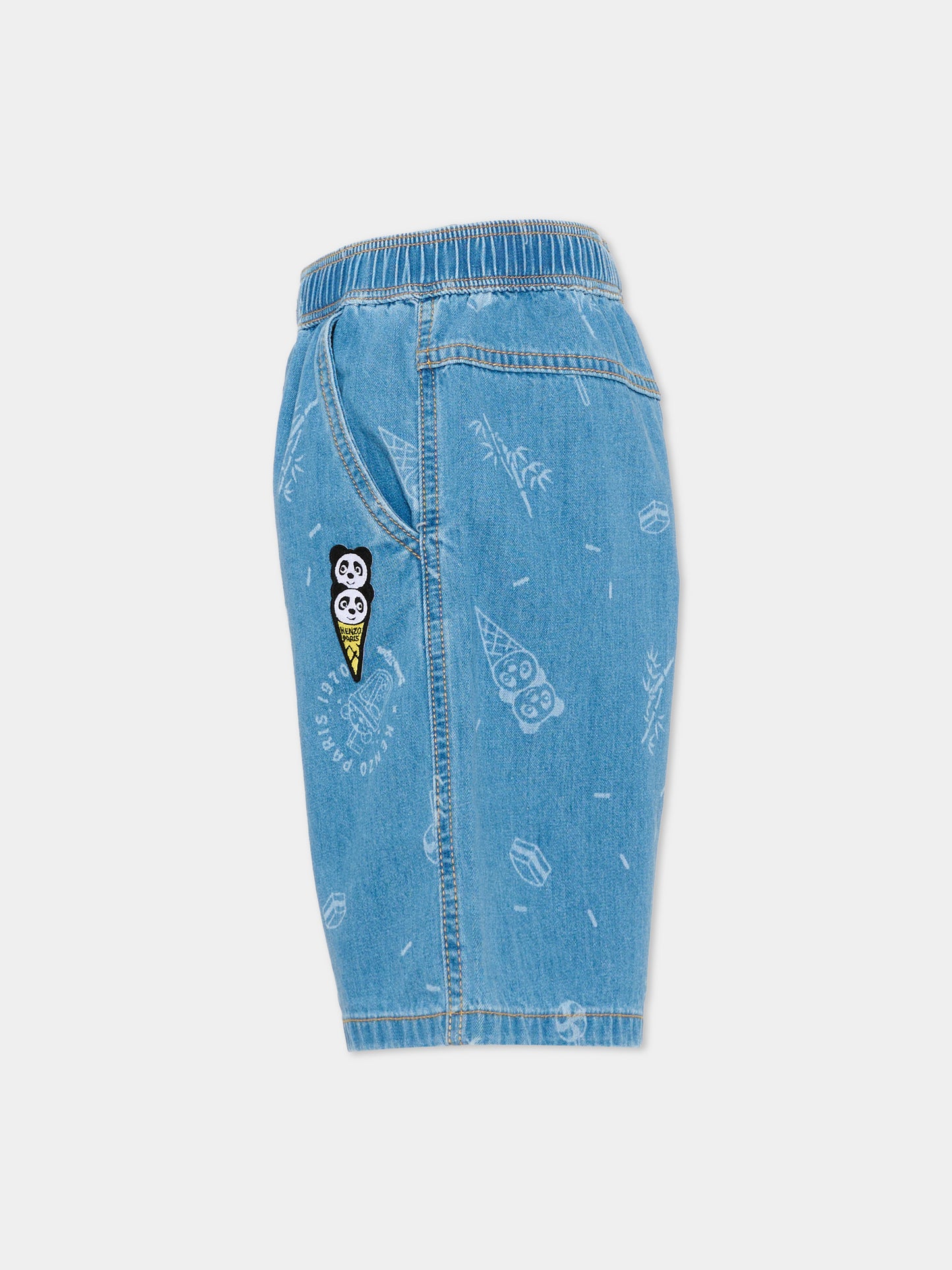 Shorts denim per bambino con stampa,Kenzo Kids,K61646 Z45