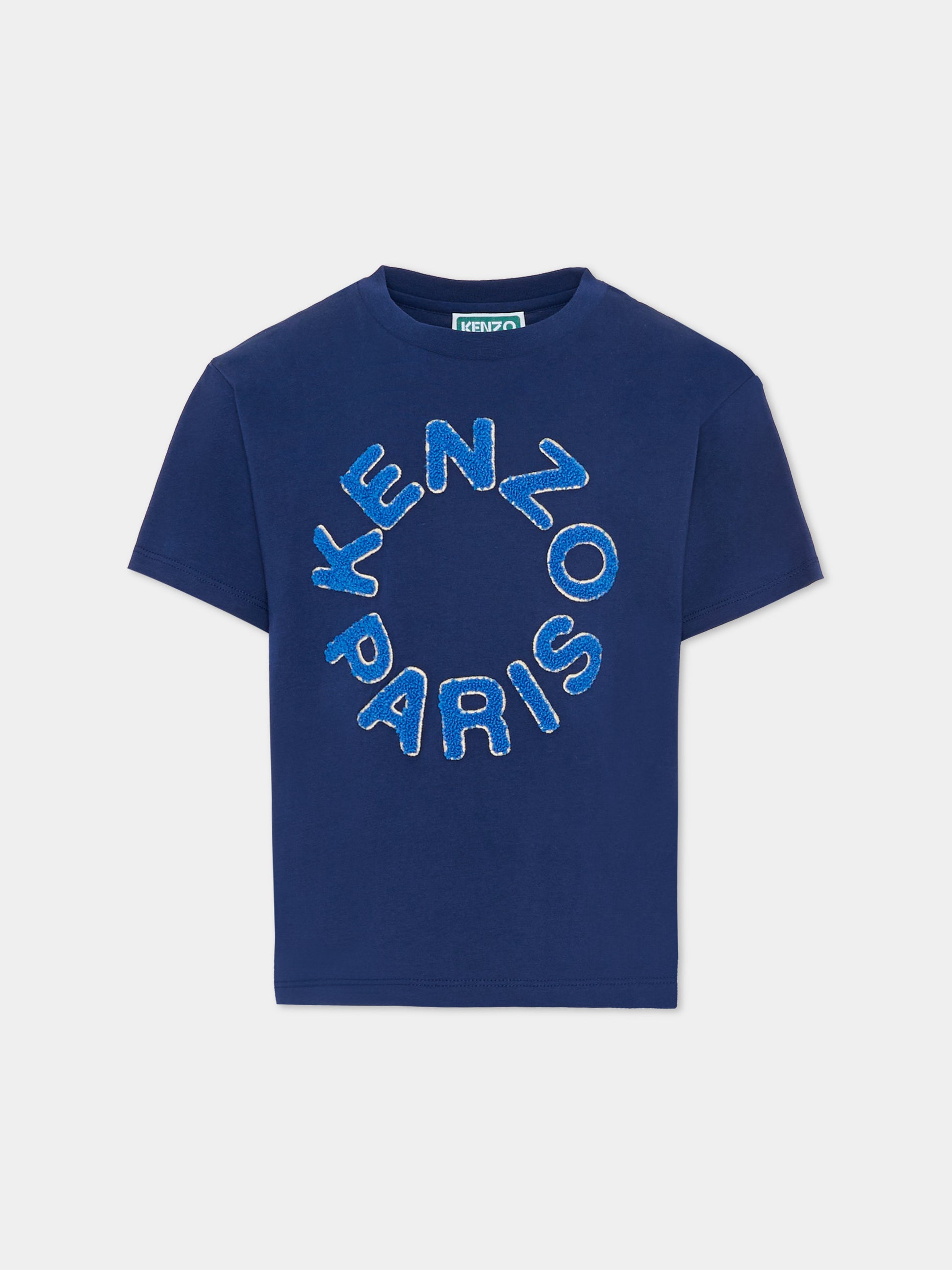 T-shirt blu per bambini con logo,Kenzo Kids,K61699 84N