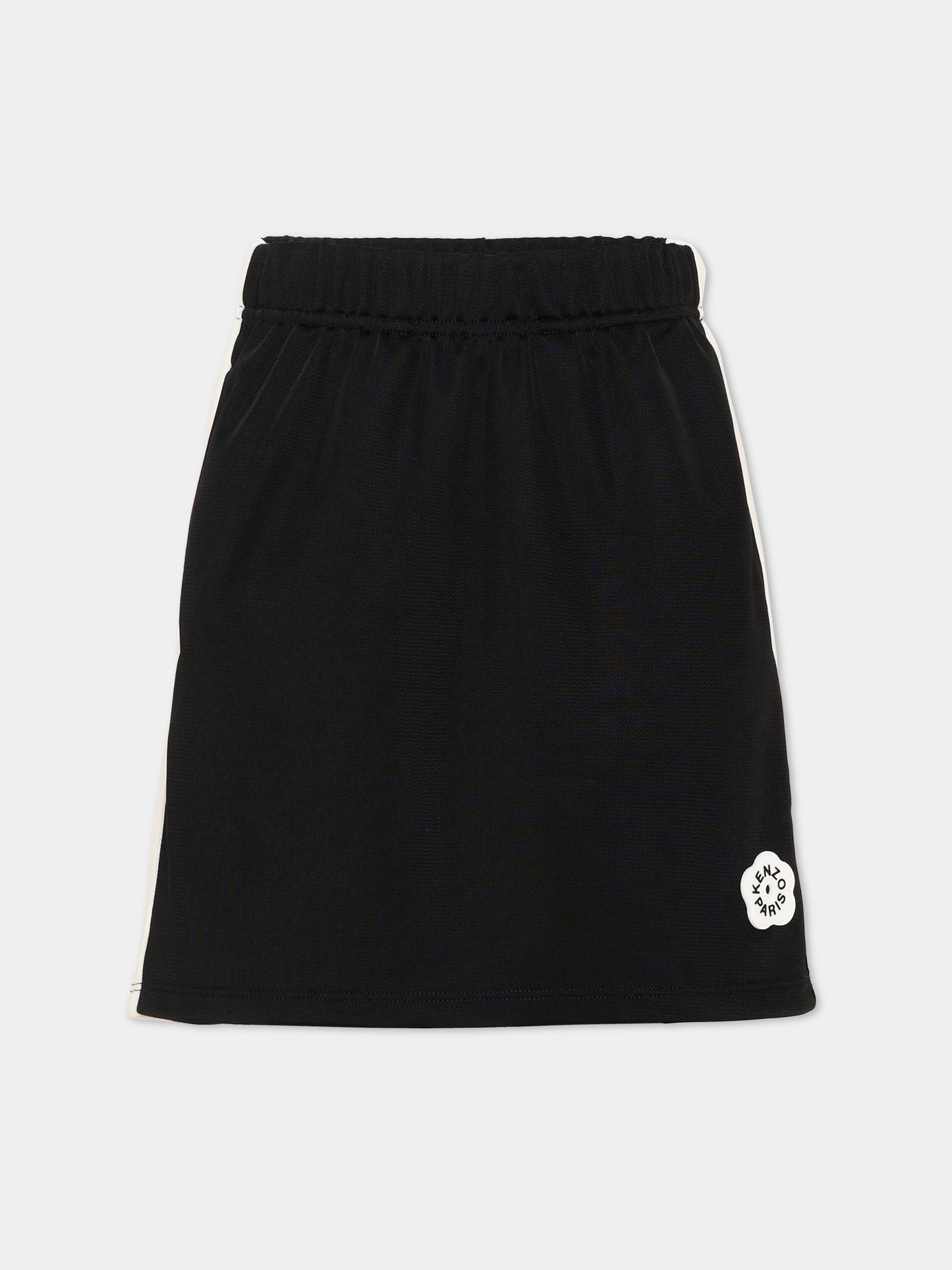 Gonna nera per bambina con logo papavero,Kenzo Kids,K61713 09B