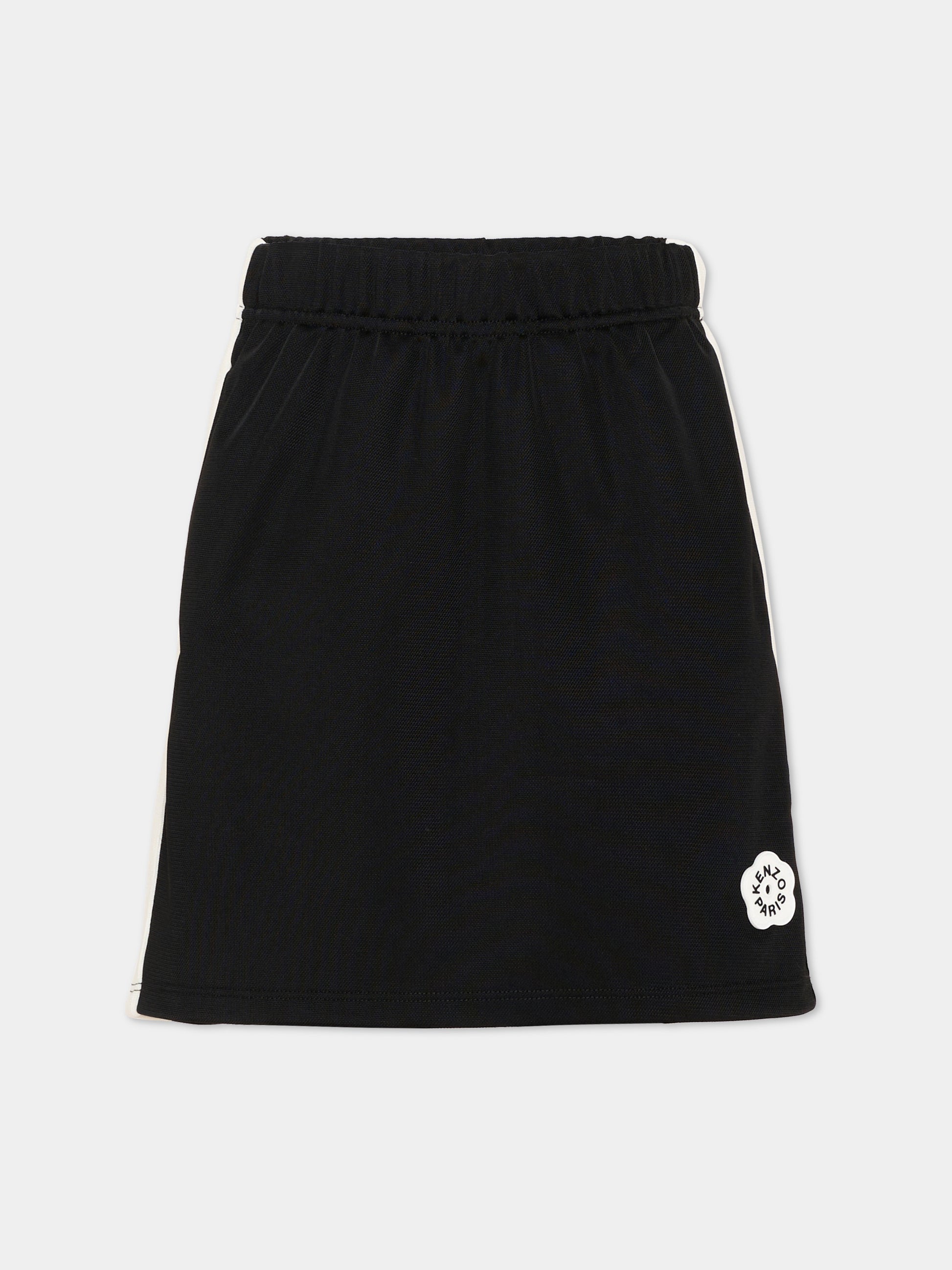 Gonna nera per bambina con logo papavero,Kenzo Kids,K61713 09B