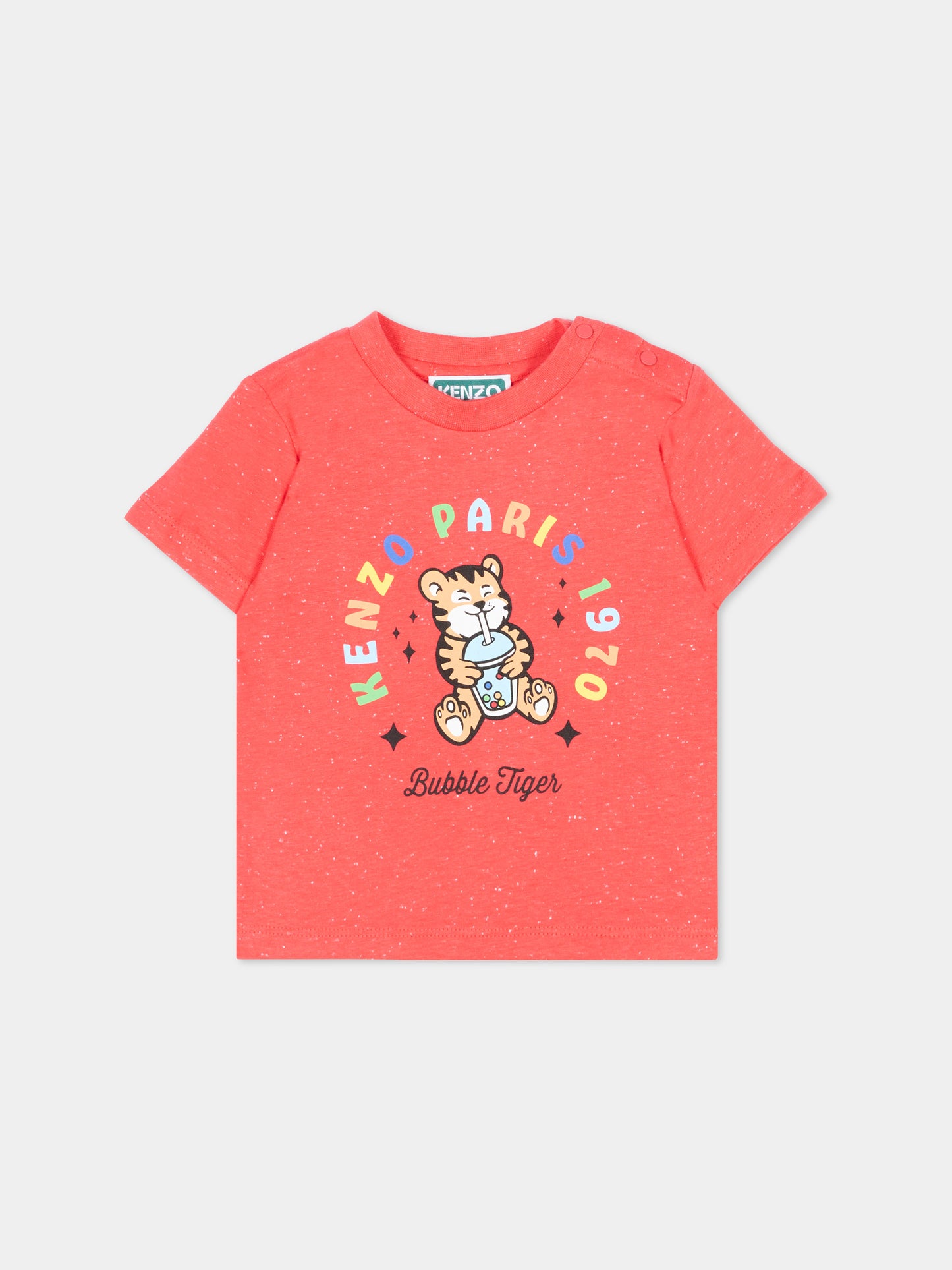 T-shirt rossa per neonato con Tiger logo,Kenzo Kids,K61715 976
